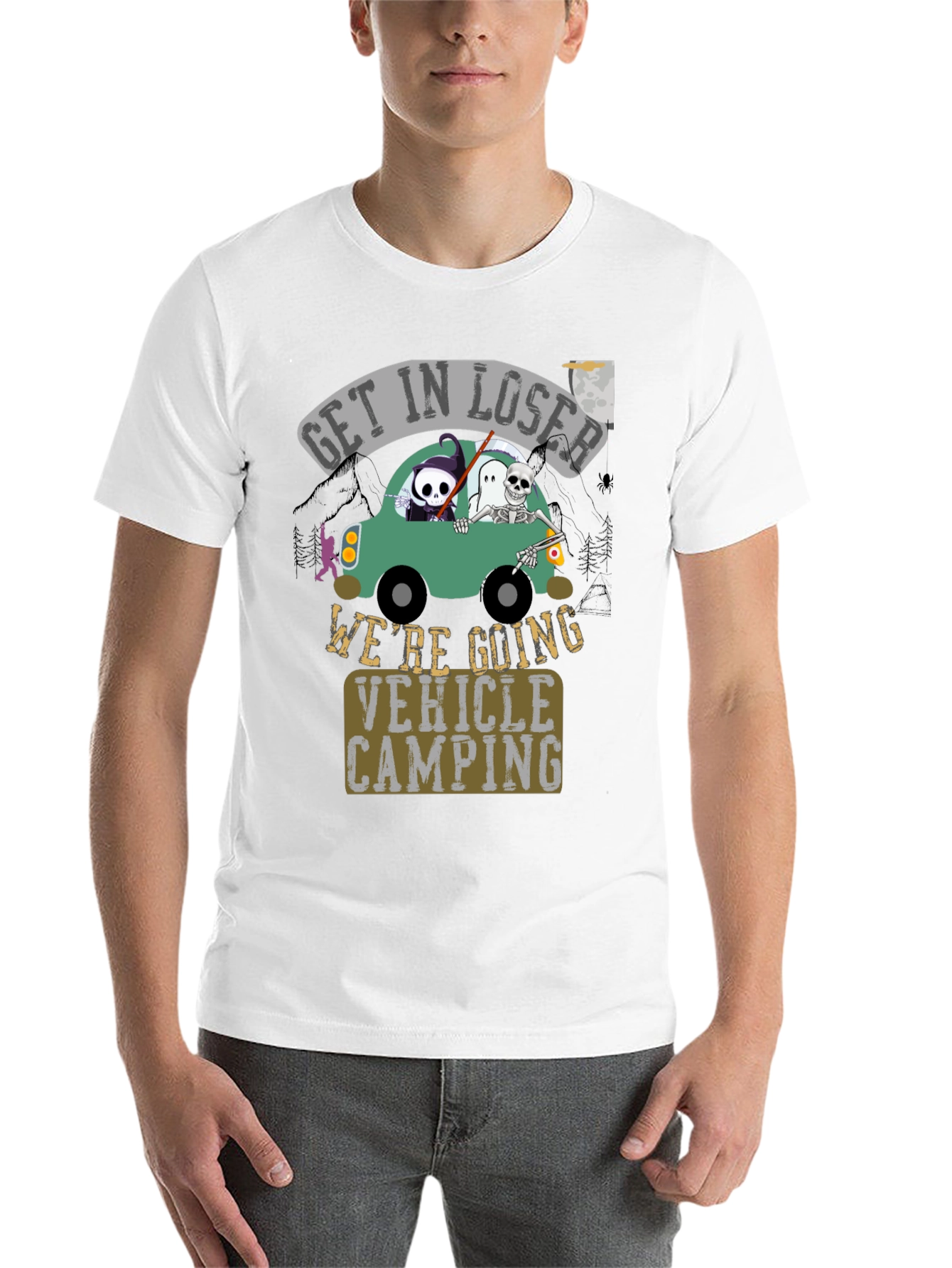 Black Get In Loser Vehicle Camping Graphic Tee view 14