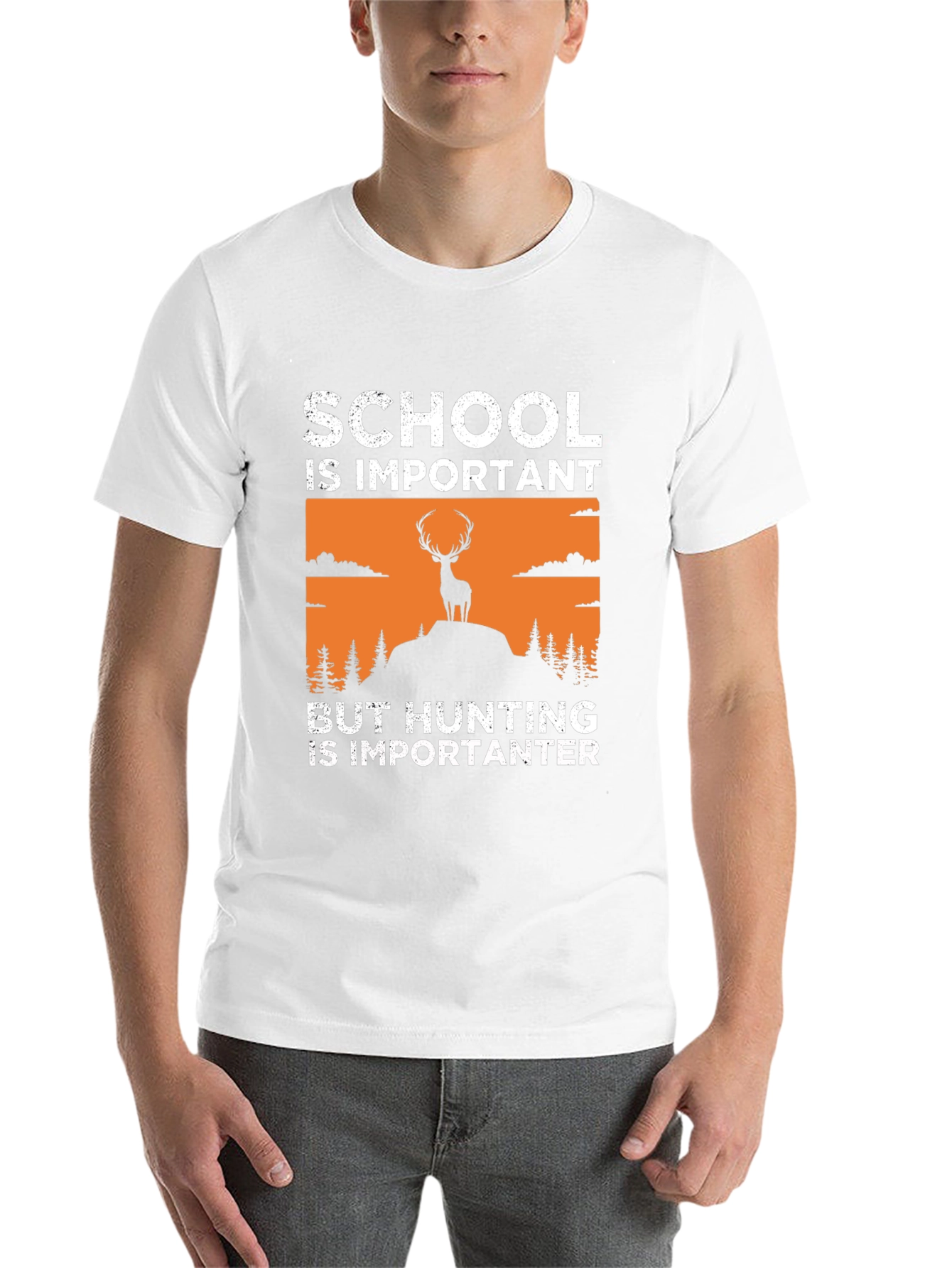 Black School Important Hunting More Importanter T-Shirt view 14