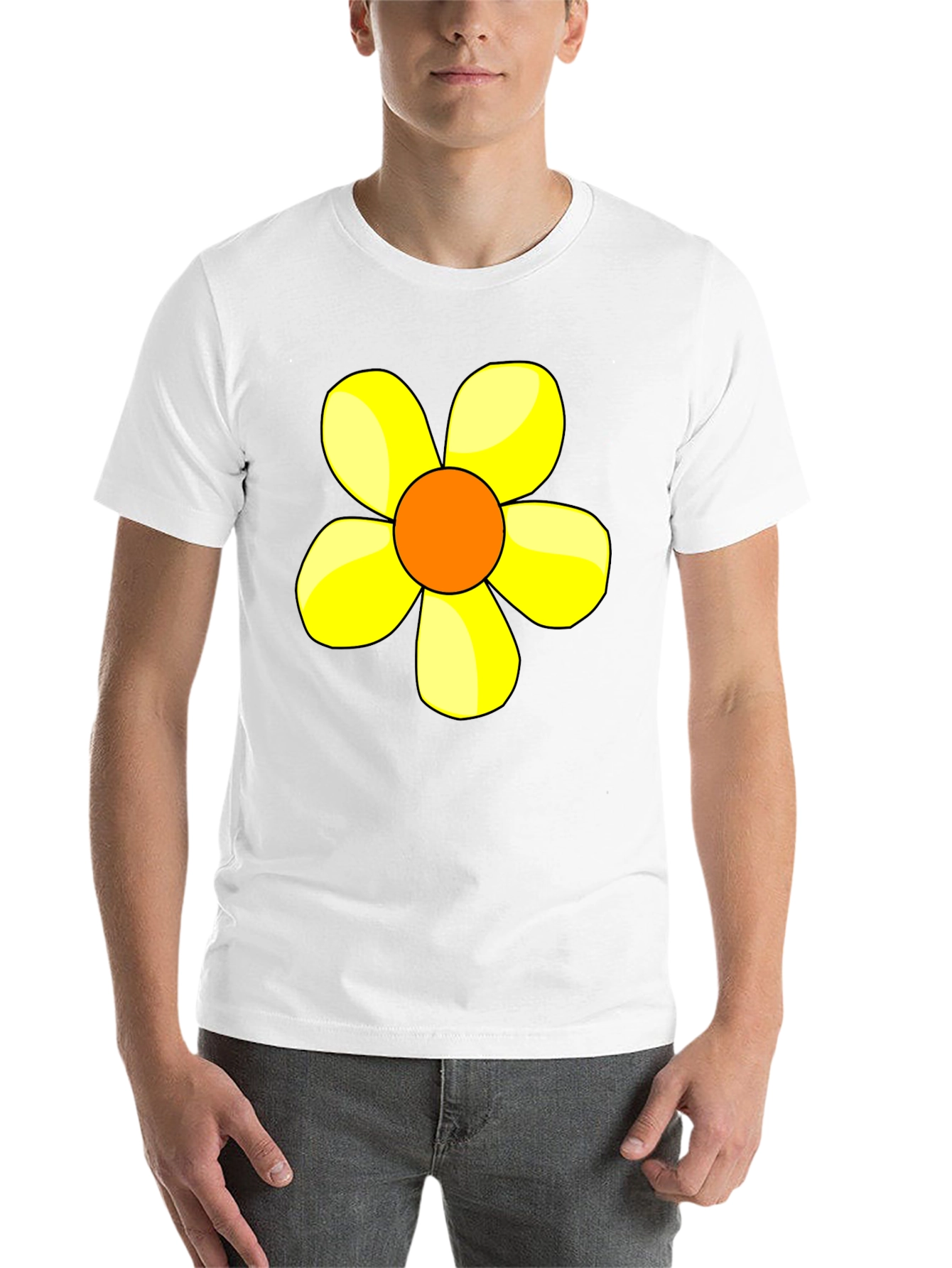 Black Black T-Shirt with Yellow Flower Graphic view 14