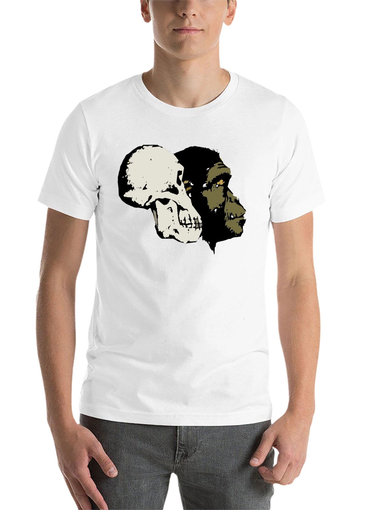 Black Primate Evolution Graphic Tee - Skull & Ape view 14