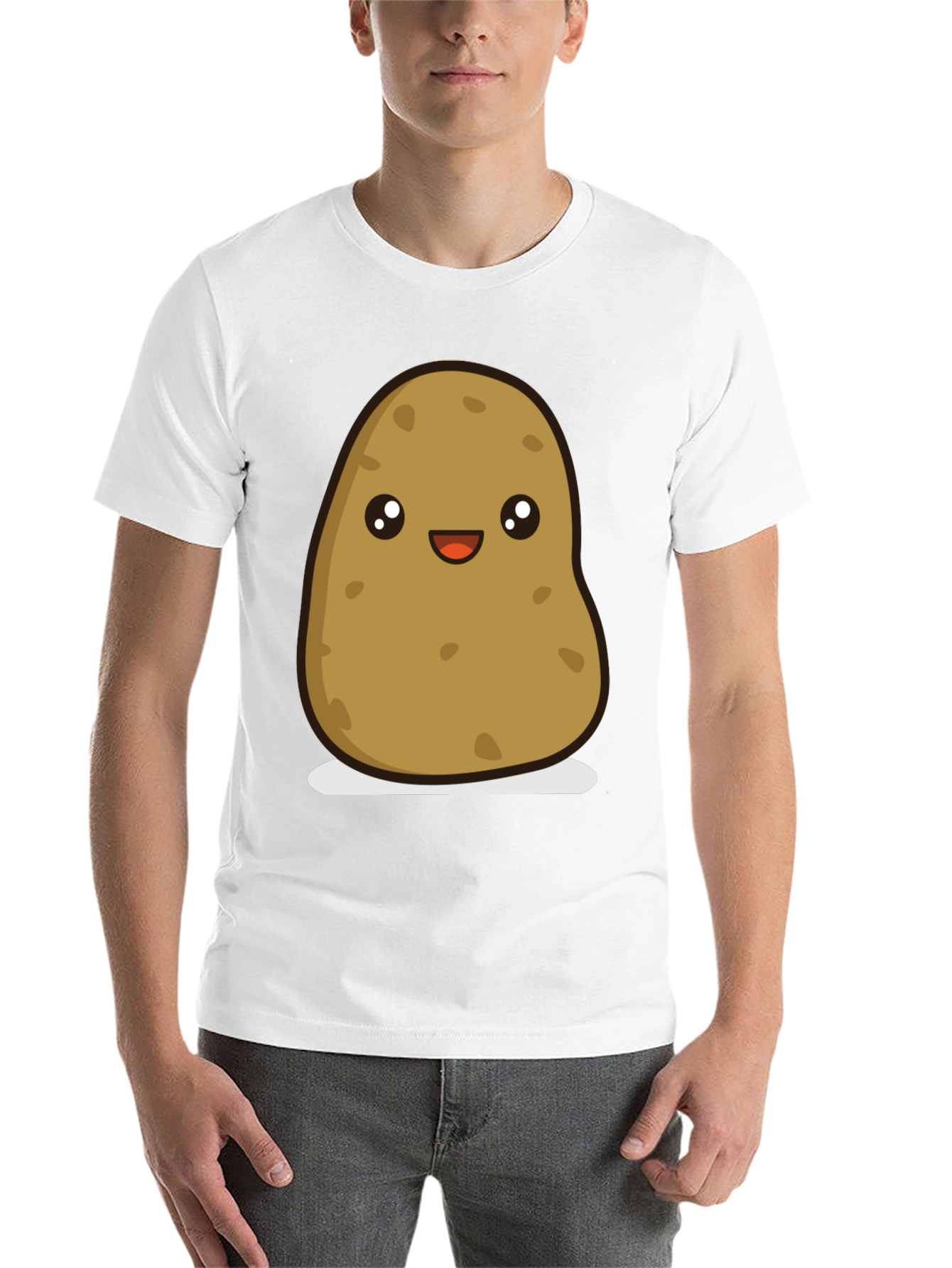 Black Cute Potato Graphic Tee - Unisex Black T-Shirt view 14