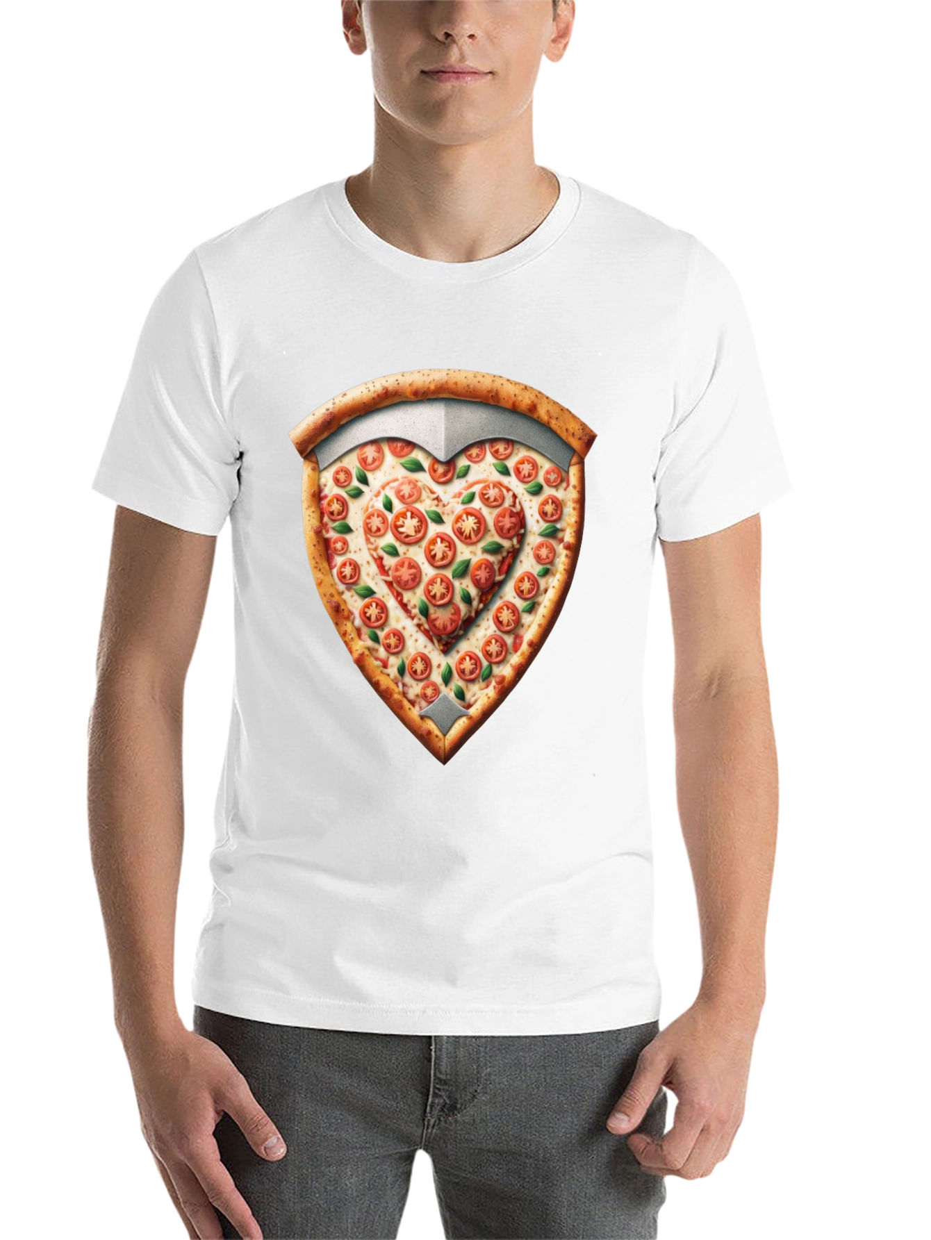 Black Pizza Heart Shield Graphic Tee - Foodie Fashion view 14
