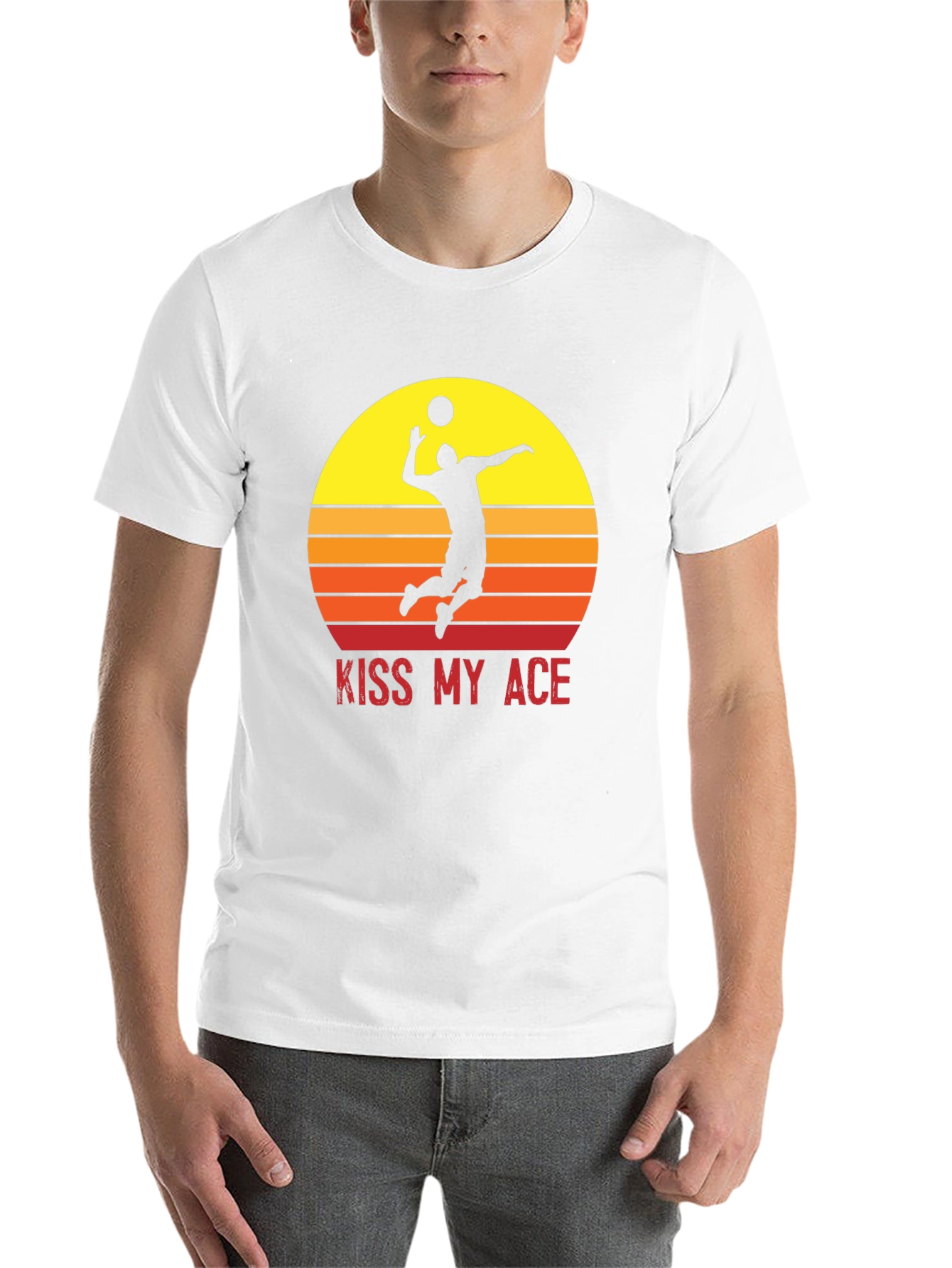 Black Kiss My Ace Volleyball T-Shirt Sunset Design view 14