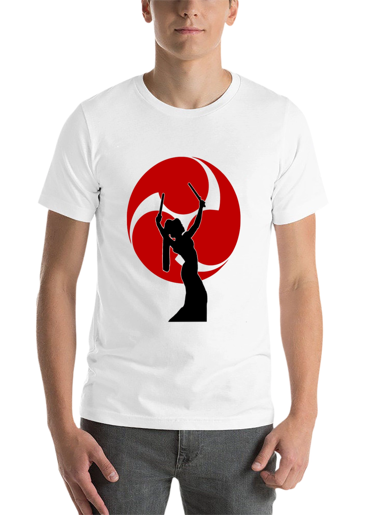 Black Drummer Silhouette T-Shirt - Red Tomoe view 14