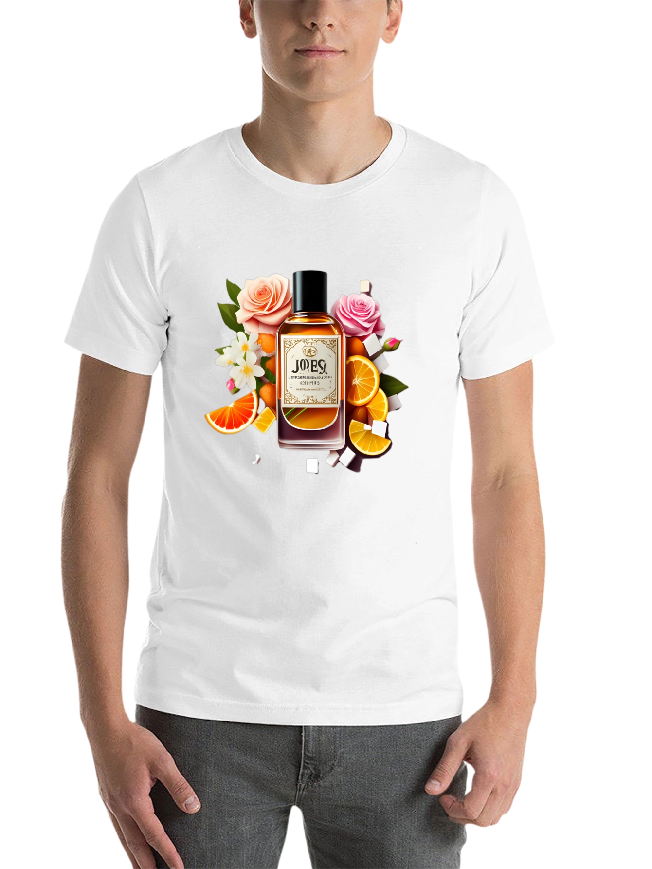 Black Floral Citrus Perfume T-Shirt - Unique Design view 14