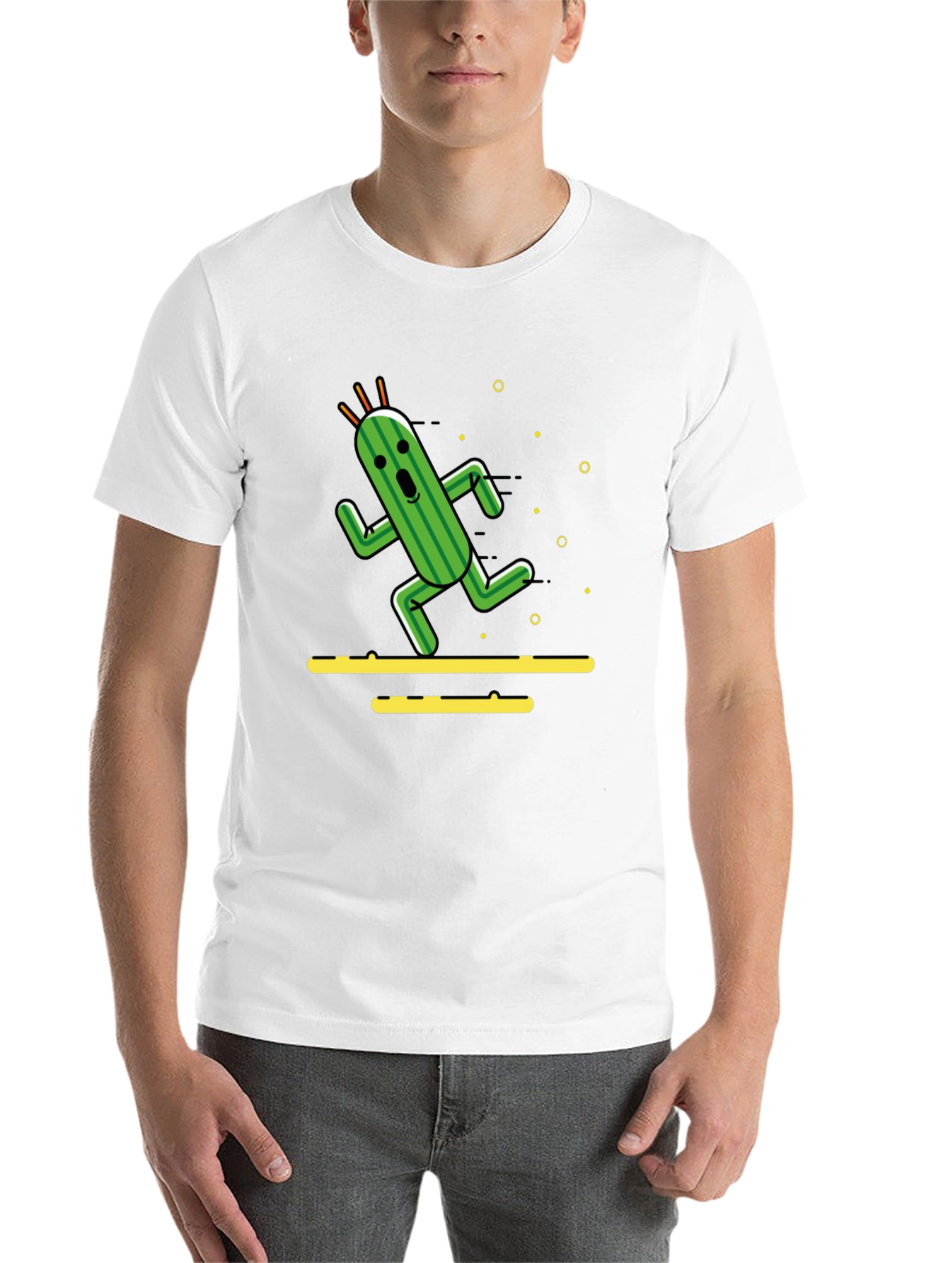 Black Running Cactus T-Shirt - Funny Graphic Tee view 14