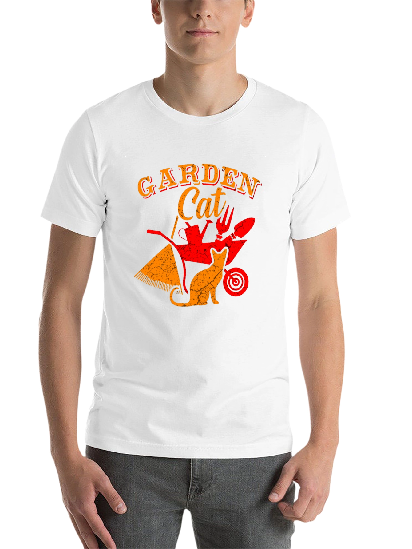 Black Garden Cat Graphic Tee - Gardening Lover T-Shirt view 14