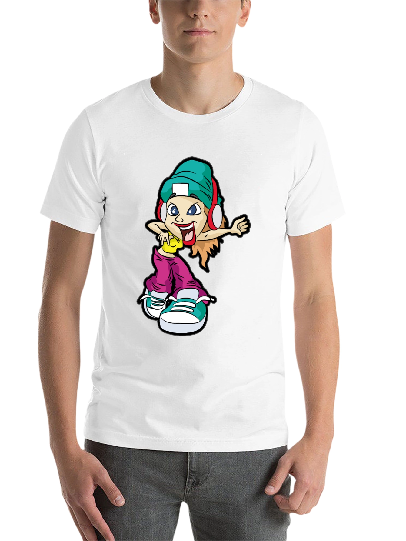 Black Cool Cartoon Girl Black T-Shirt view 14