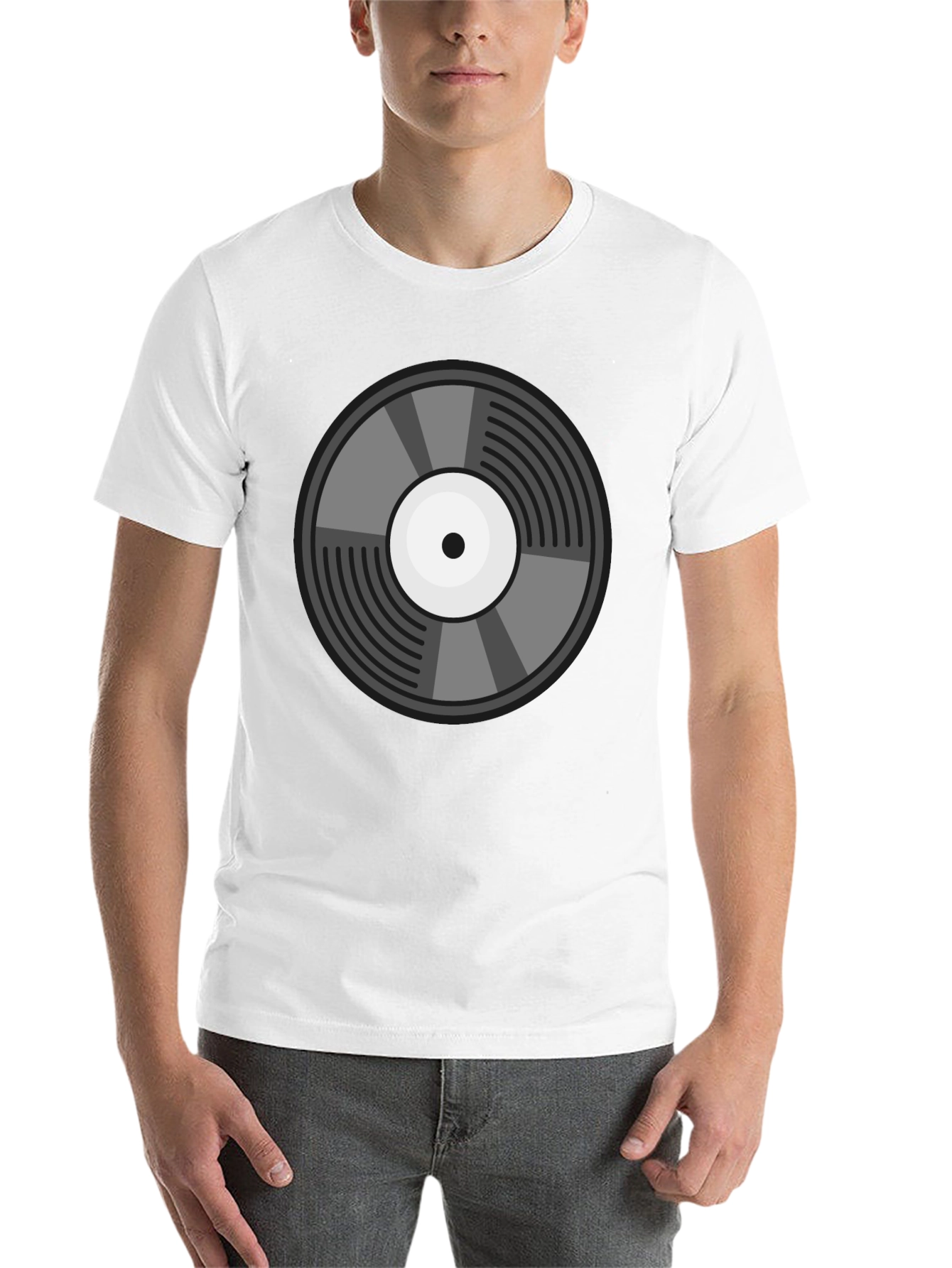Black Retro Vinyl Record Graphic Tee - Classic Style view 14