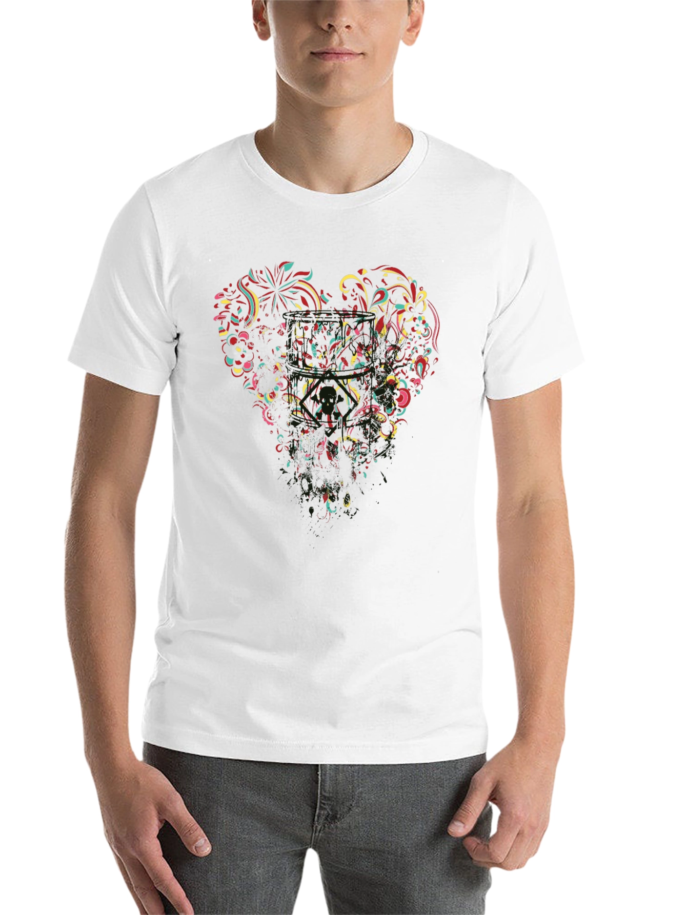 Black Floral Heart Graphic Black T-Shirt view 14