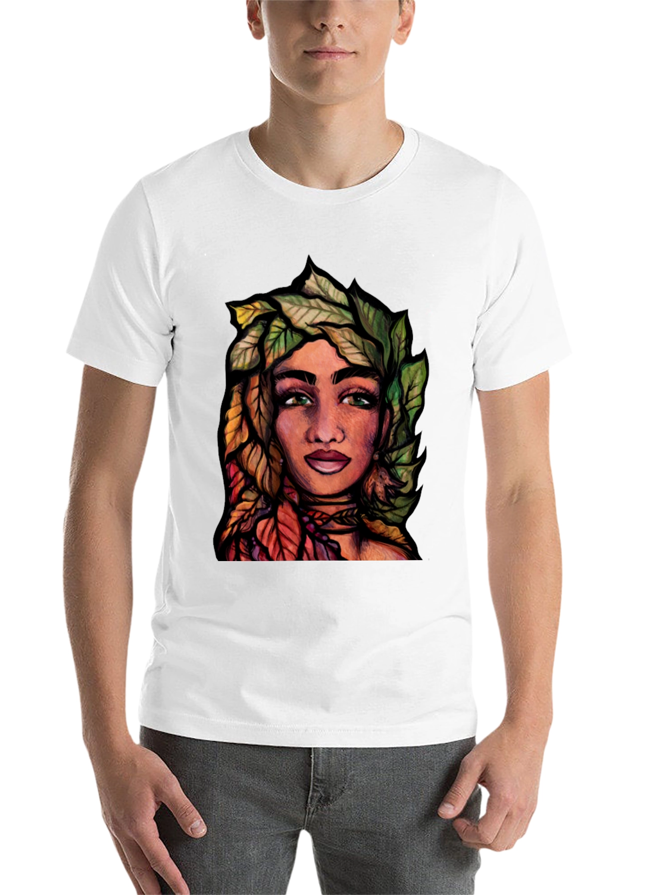 Black Nature Portrait Graphic T-Shirt view 14