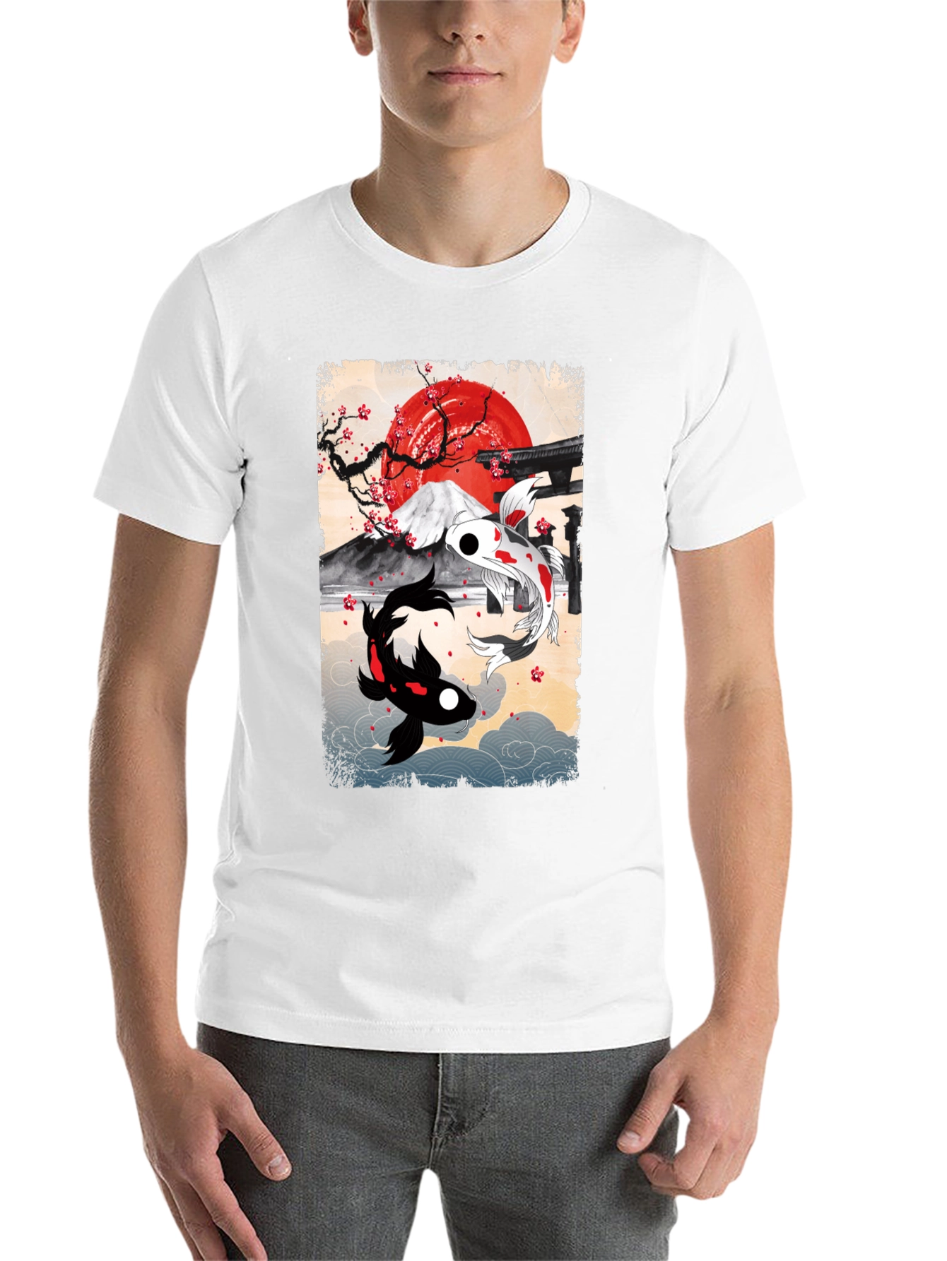 Black Koi Fish T-Shirt - Japanese Art Style view 14