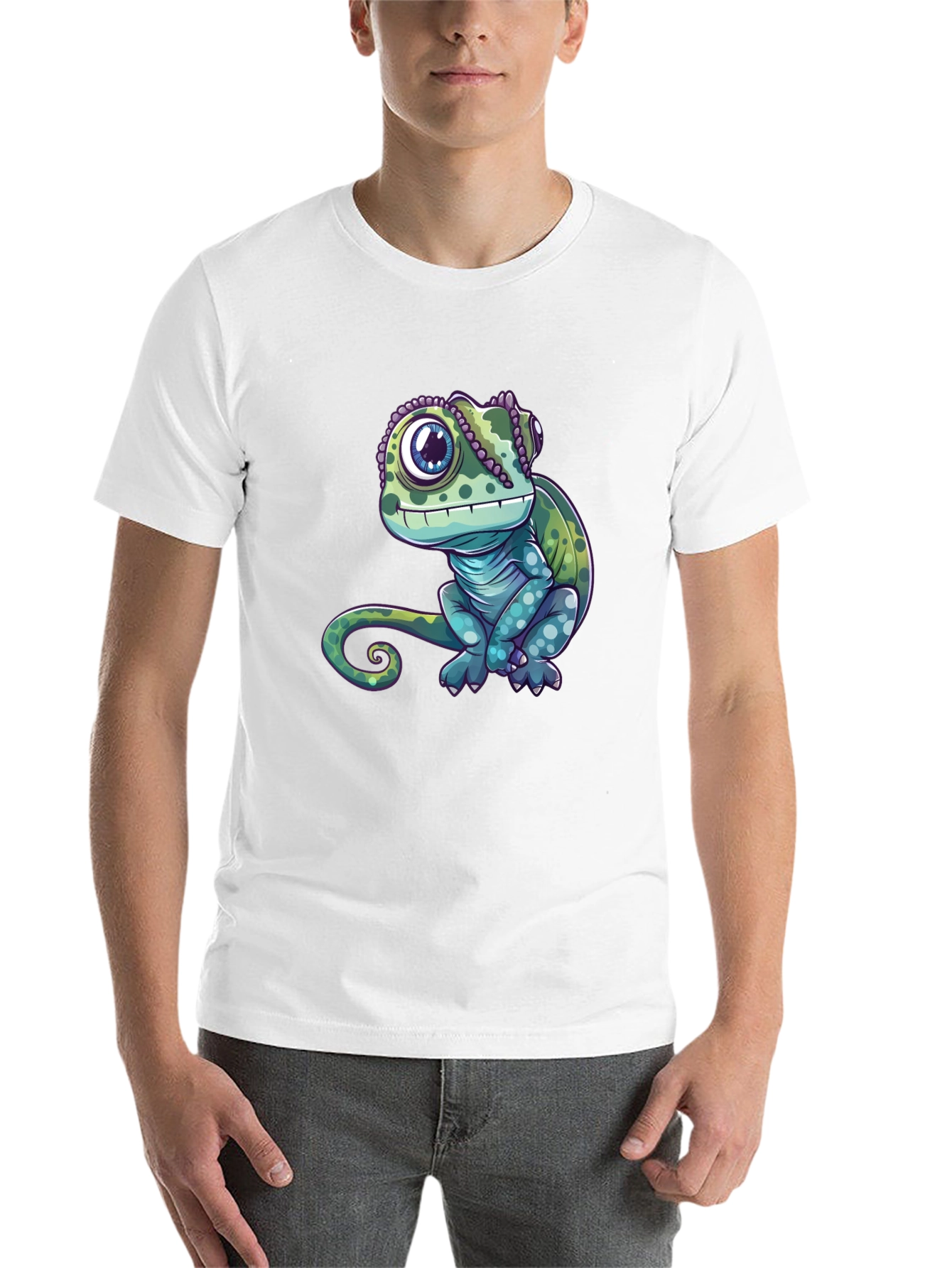 Black Chameleon Graphic Tee - Cute Reptile Design view 14
