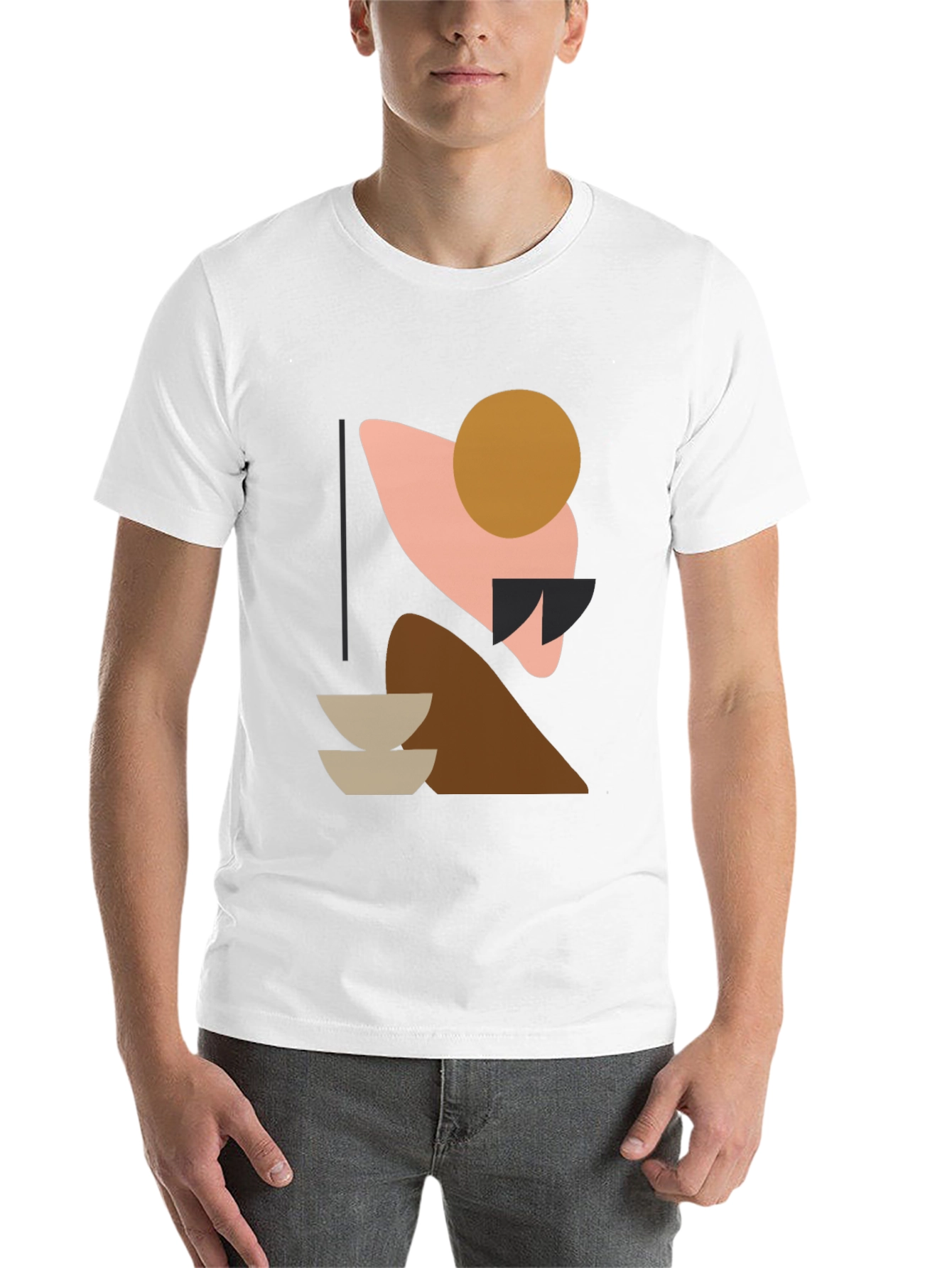 Black Abstract Geometric Graphic Print Black T-Shirt view 14