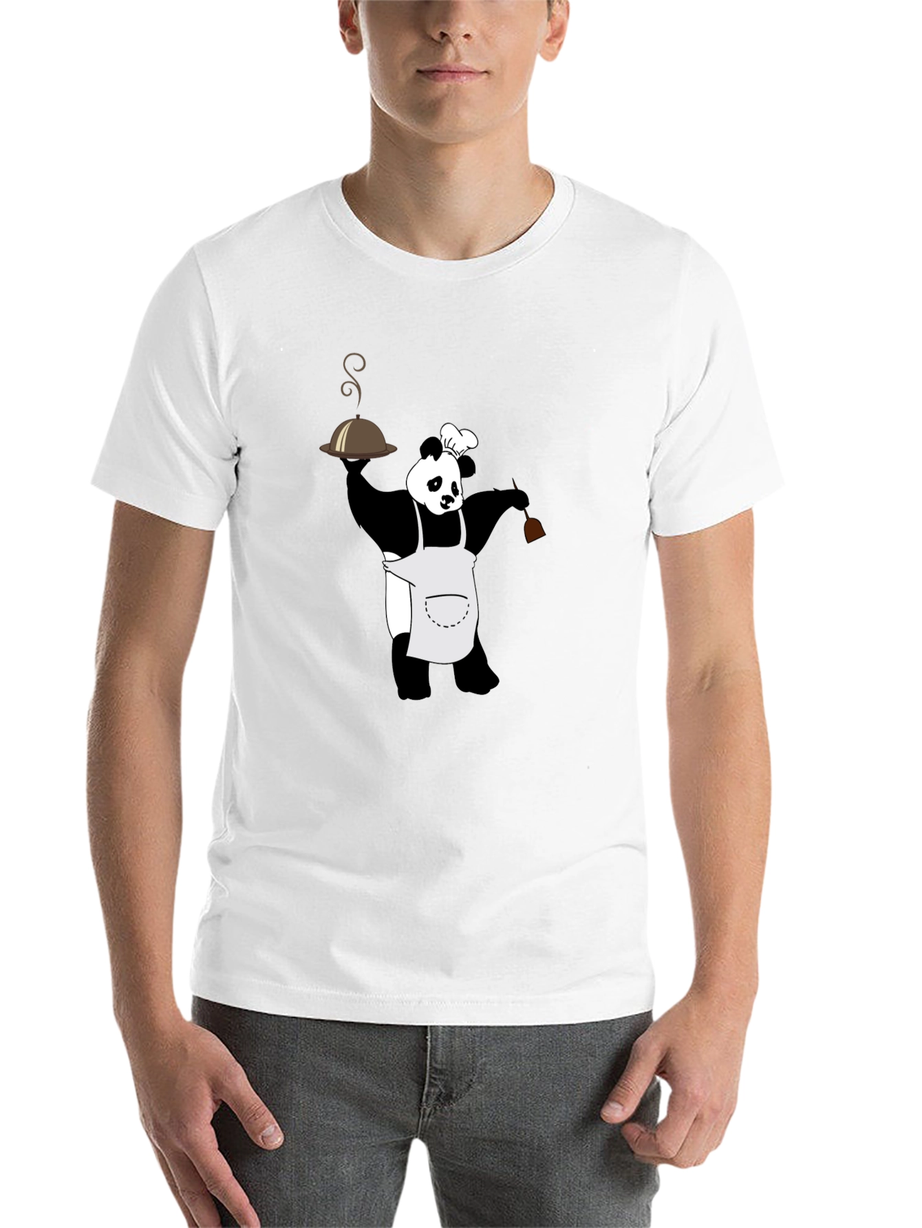 Black Panda Chef Graphic Tee - Black Crew Neck T-Shirt view 14