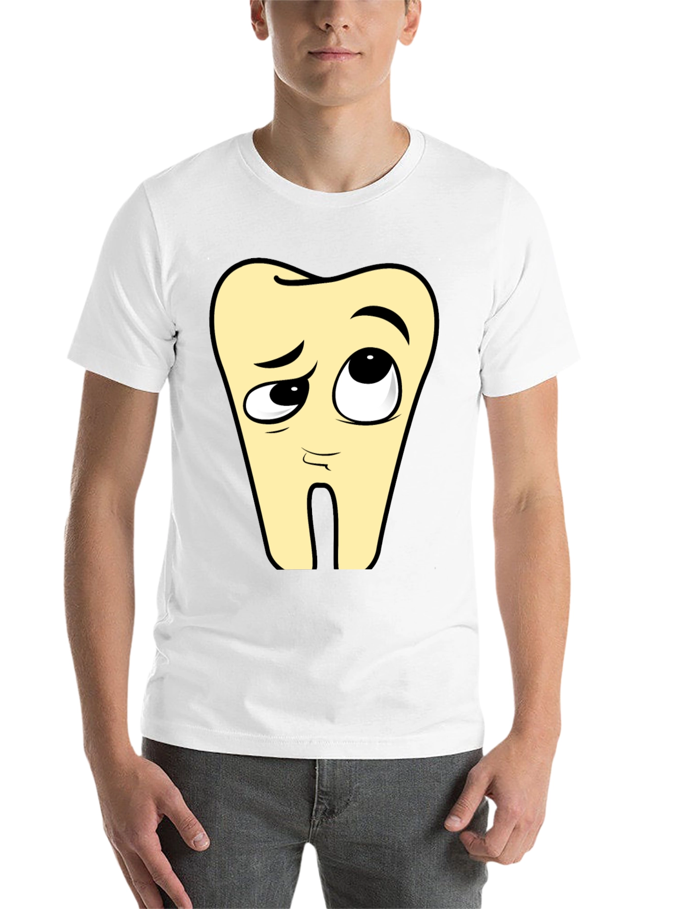 Black Funny Tooth Cartoon Black T-Shirt view 14