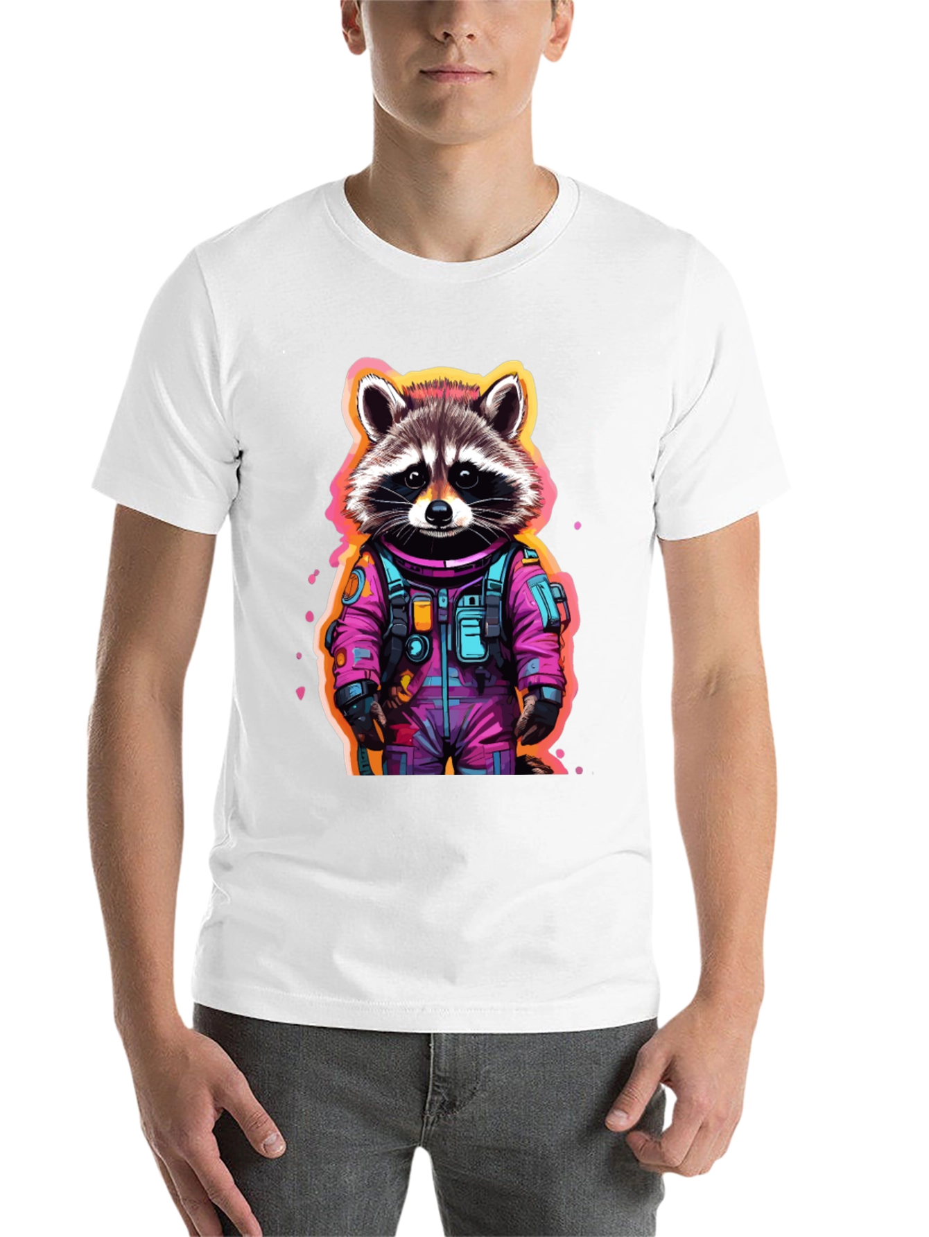Black Astronaut Raccoon Graphic T-Shirt - Black view 14