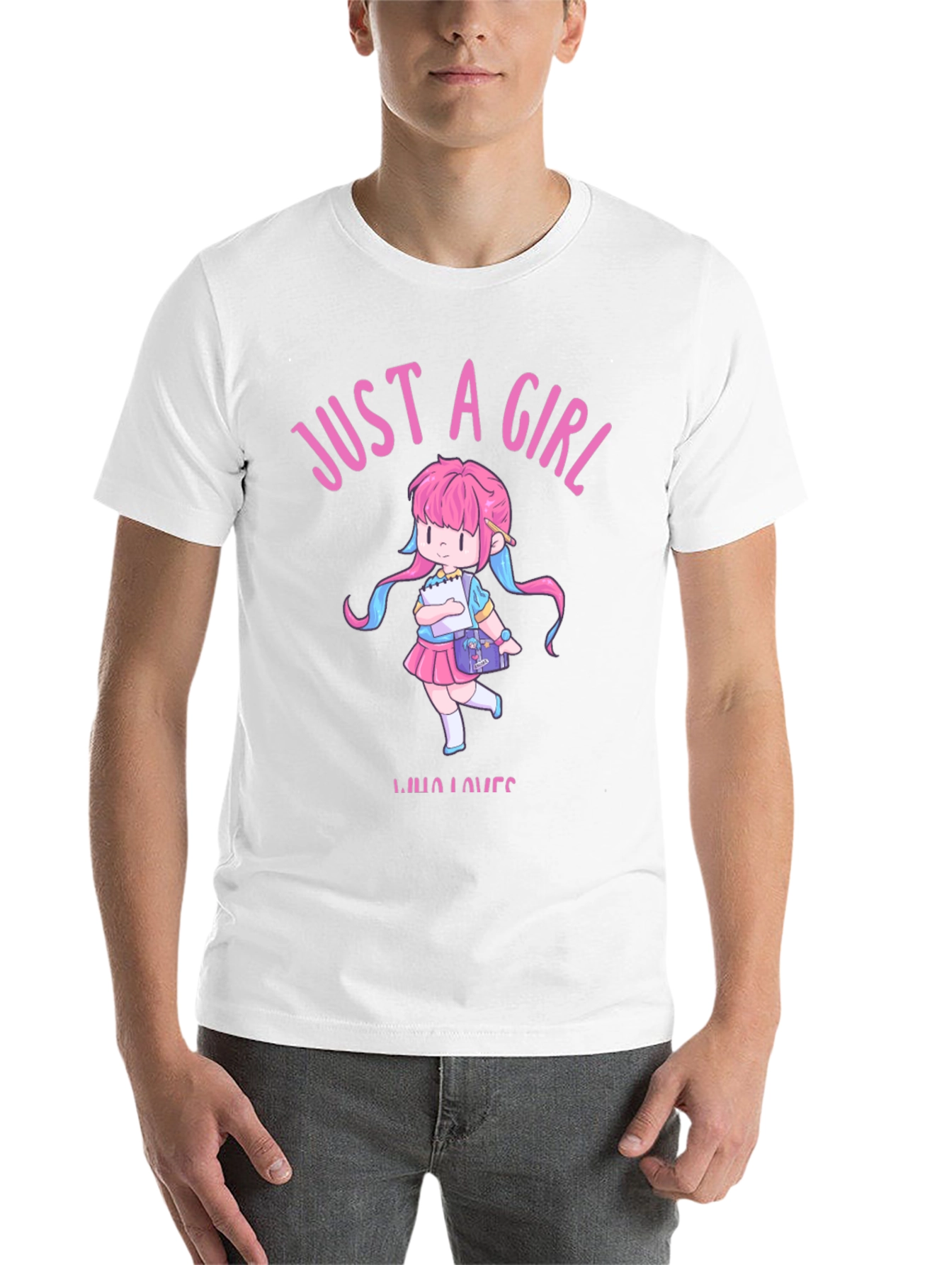 Black Just a Girl Who Loves Anime Black T-Shirt view 14
