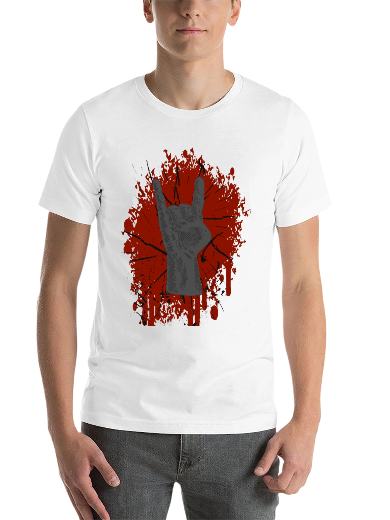 Black Rock On Graphic Tee - Black Crew Neck T-Shirt view 14