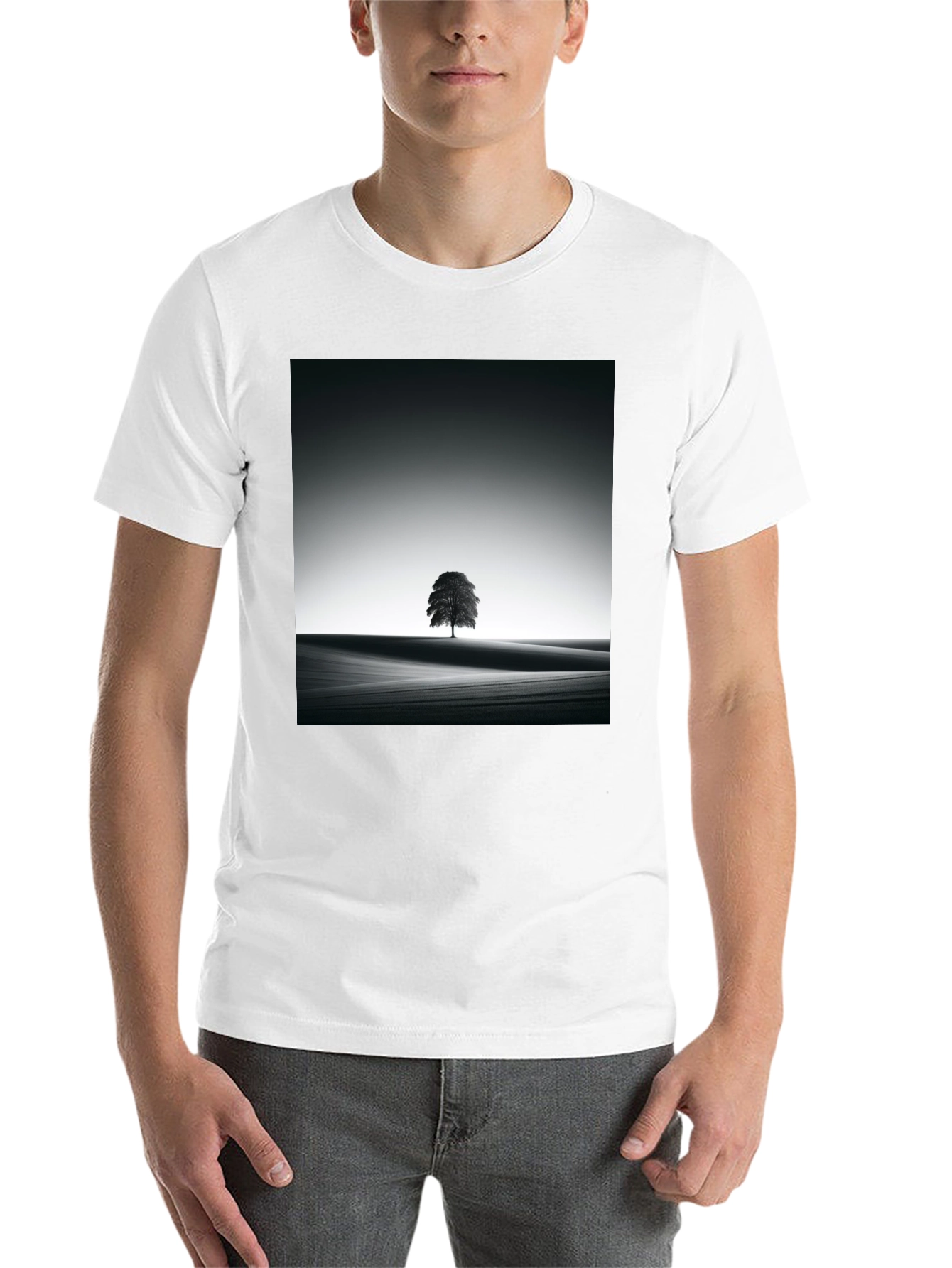 Black Monochrome Tree Graphic Tee - Artistic Menswear view 14