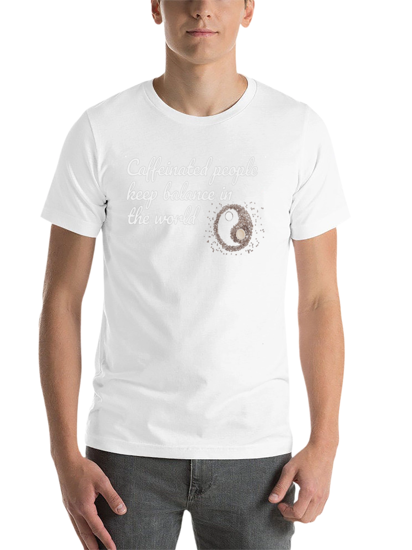 Black Caffeinated People Yin Yang T-Shirt - Balance the World! view 14
