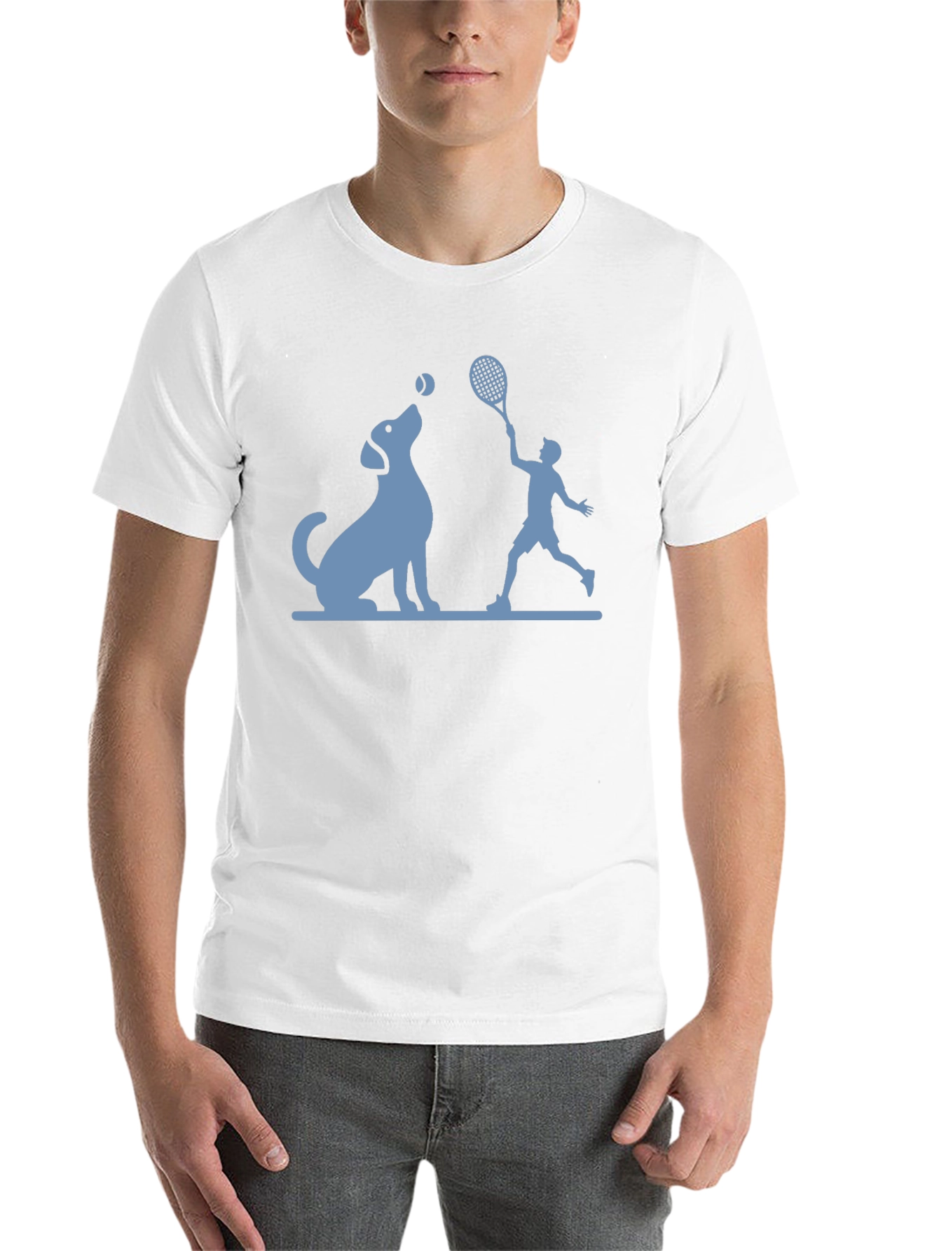Black Dog & Tennis Player Graphic T-Shirt view 14