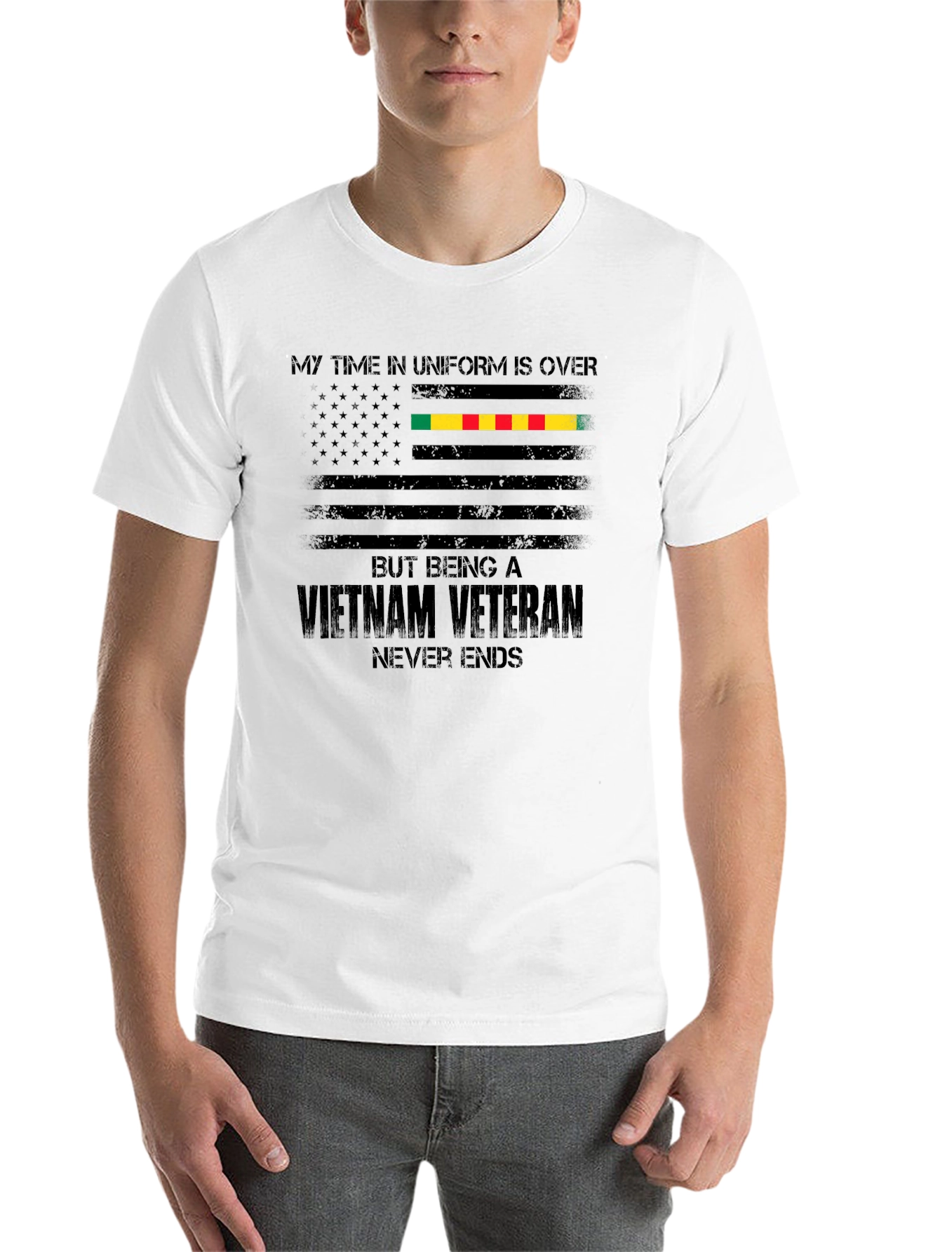 Black Vietnam Veteran Flag T-Shirt view 14