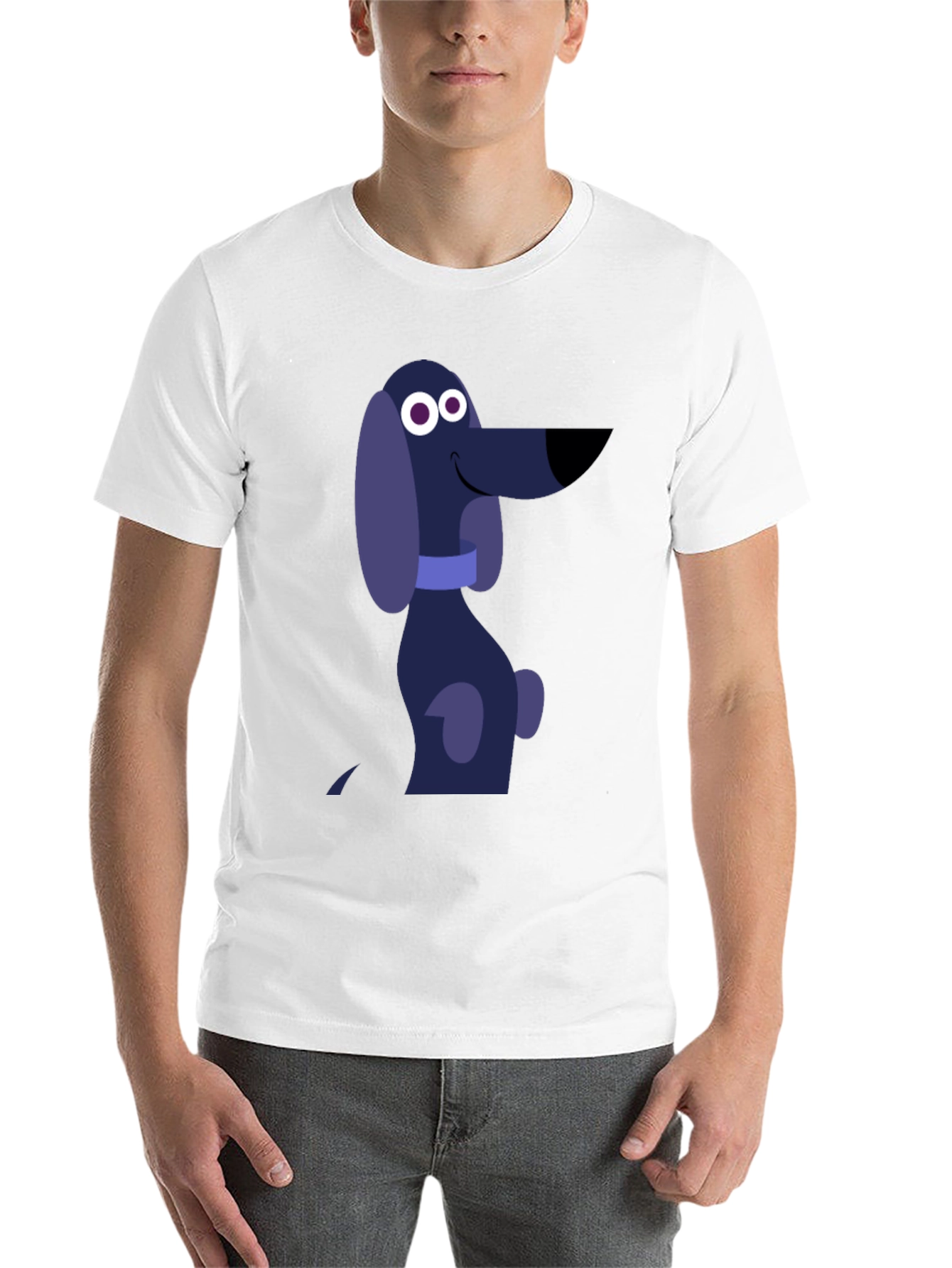 Black Cartoon Dog Graphic T-Shirt - Black Cotton Tee view 14