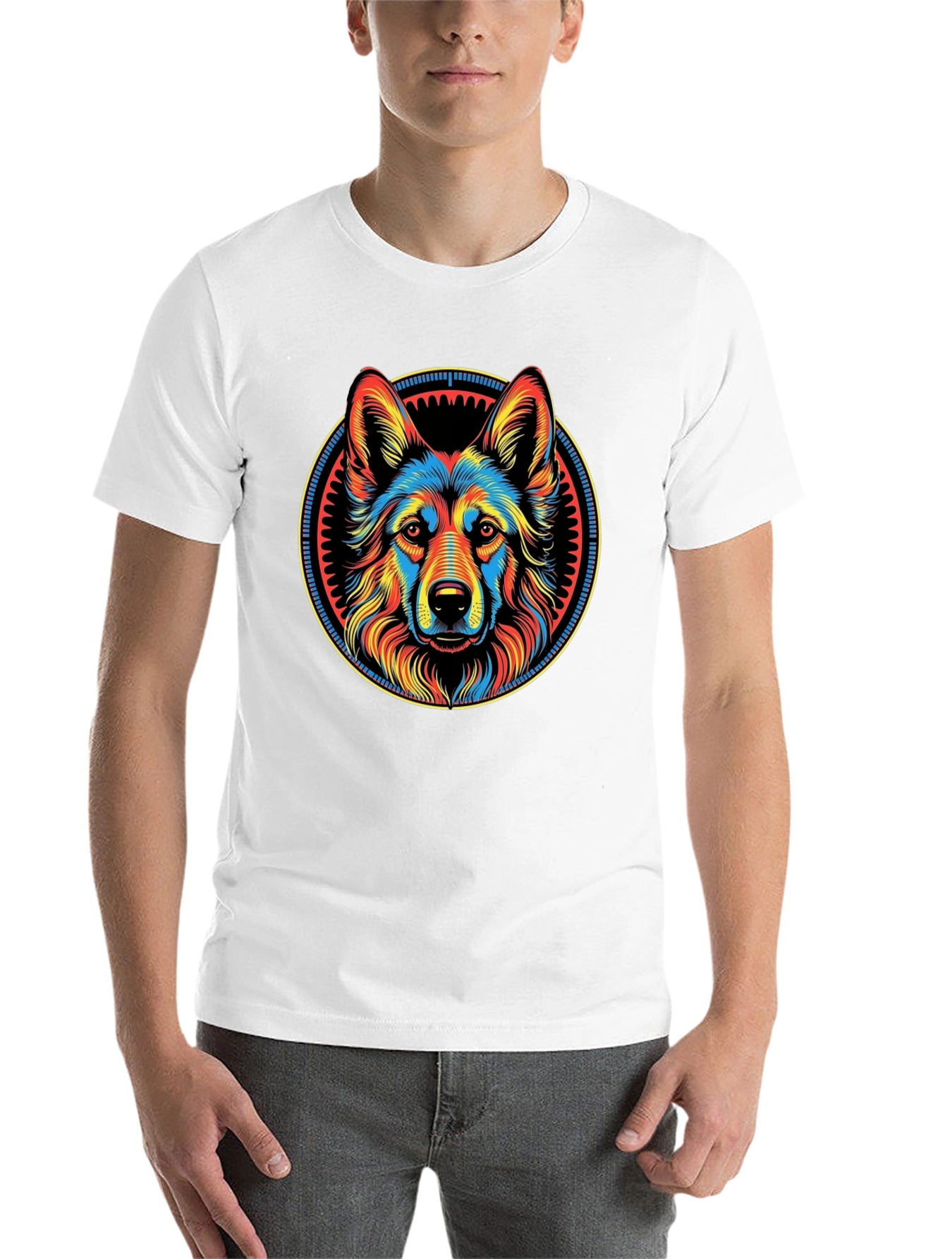 Black Colorful Dog Graphic Print Black T-Shirt view 14