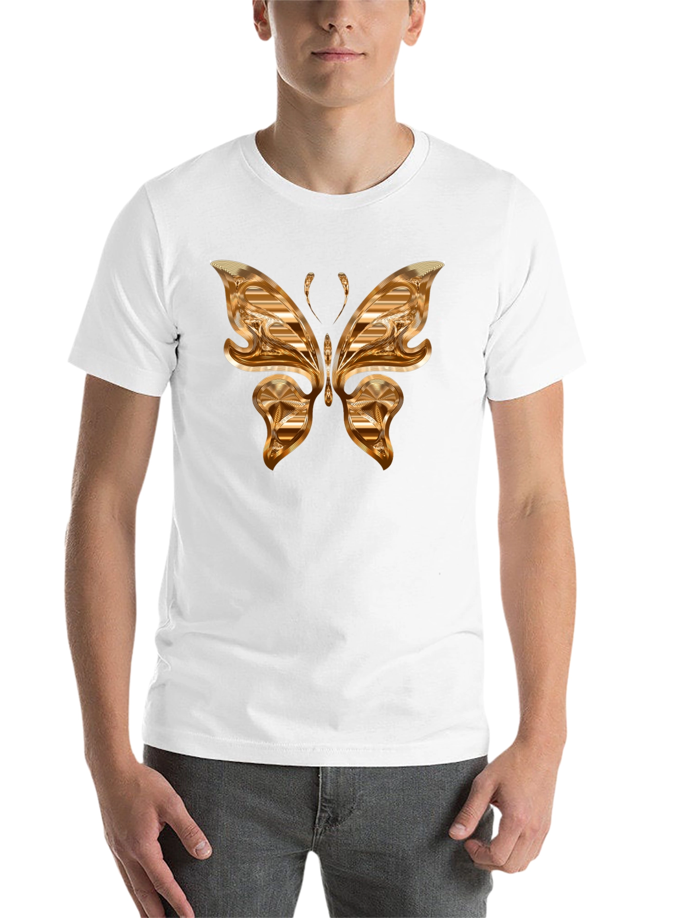 Black Golden Butterfly Graphic T-Shirt view 14