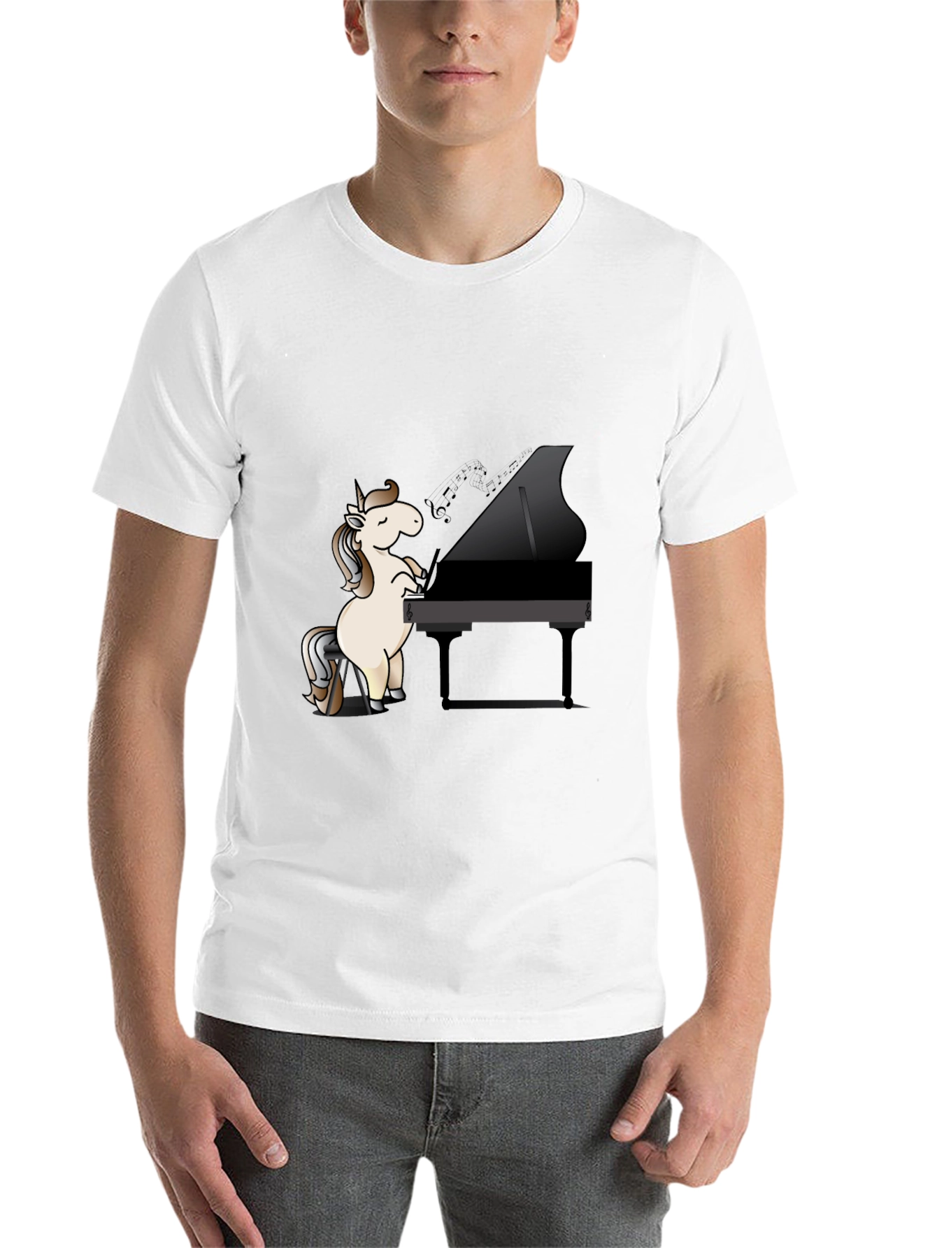 Black Unicorn Pianist Black T-Shirt view 14