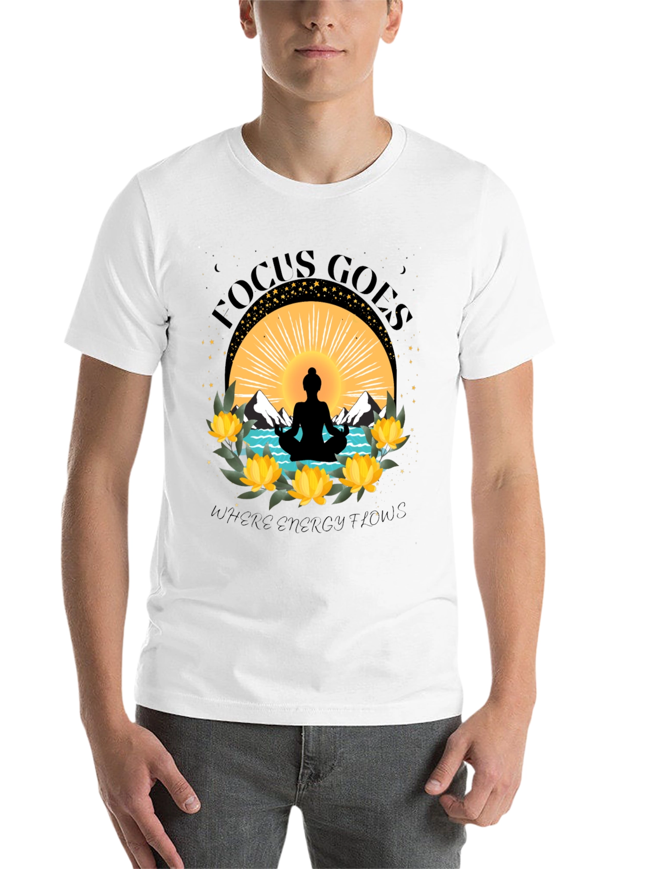 Focus Goes Where Energy Flows Yoga T-Shirt - 14