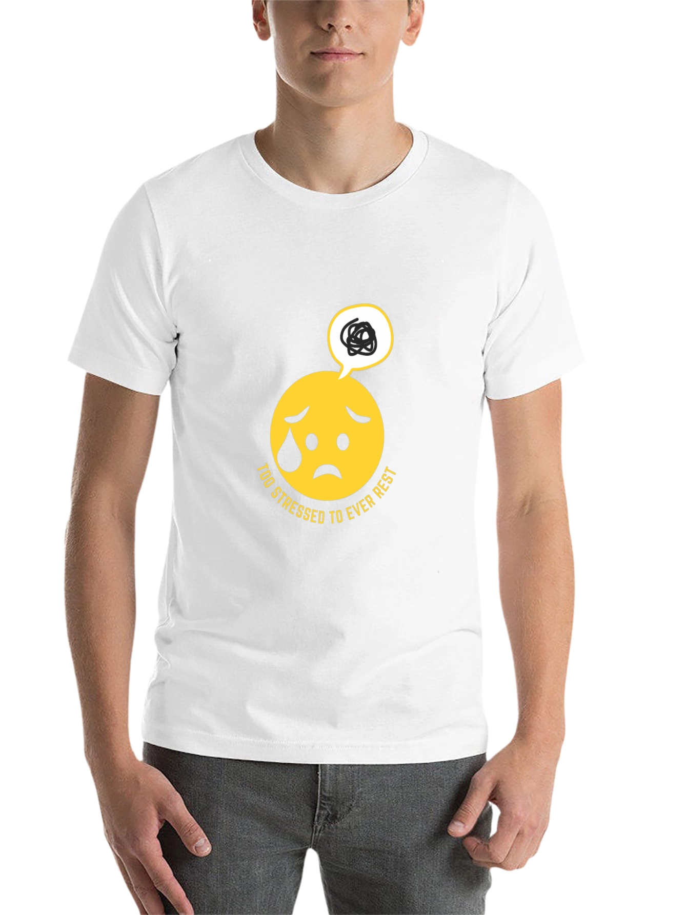 Black Stressed Emoji Graphic Black T-Shirt view 14
