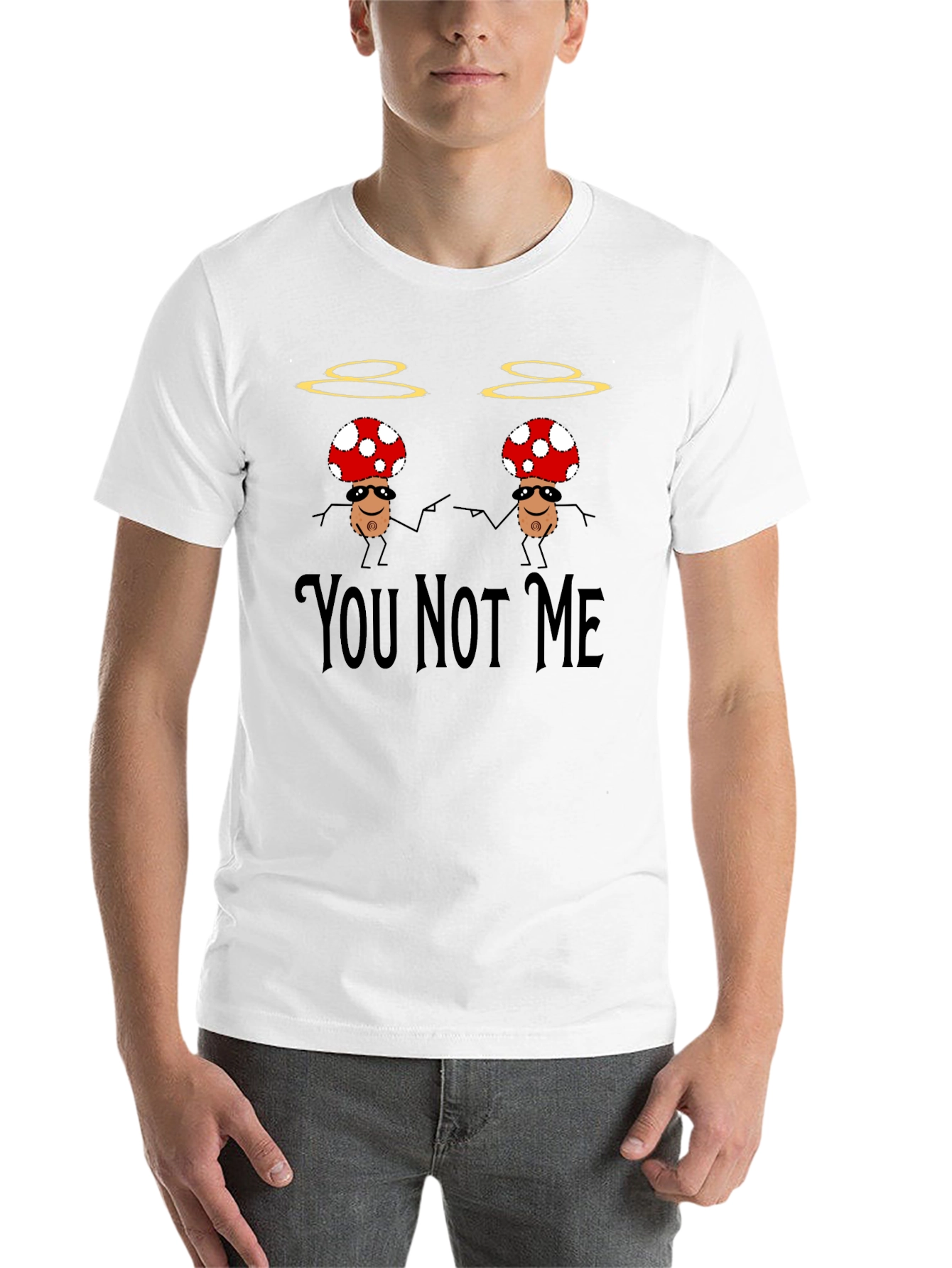 Black Funny Mushroom You Not Me T-Shirt view 14