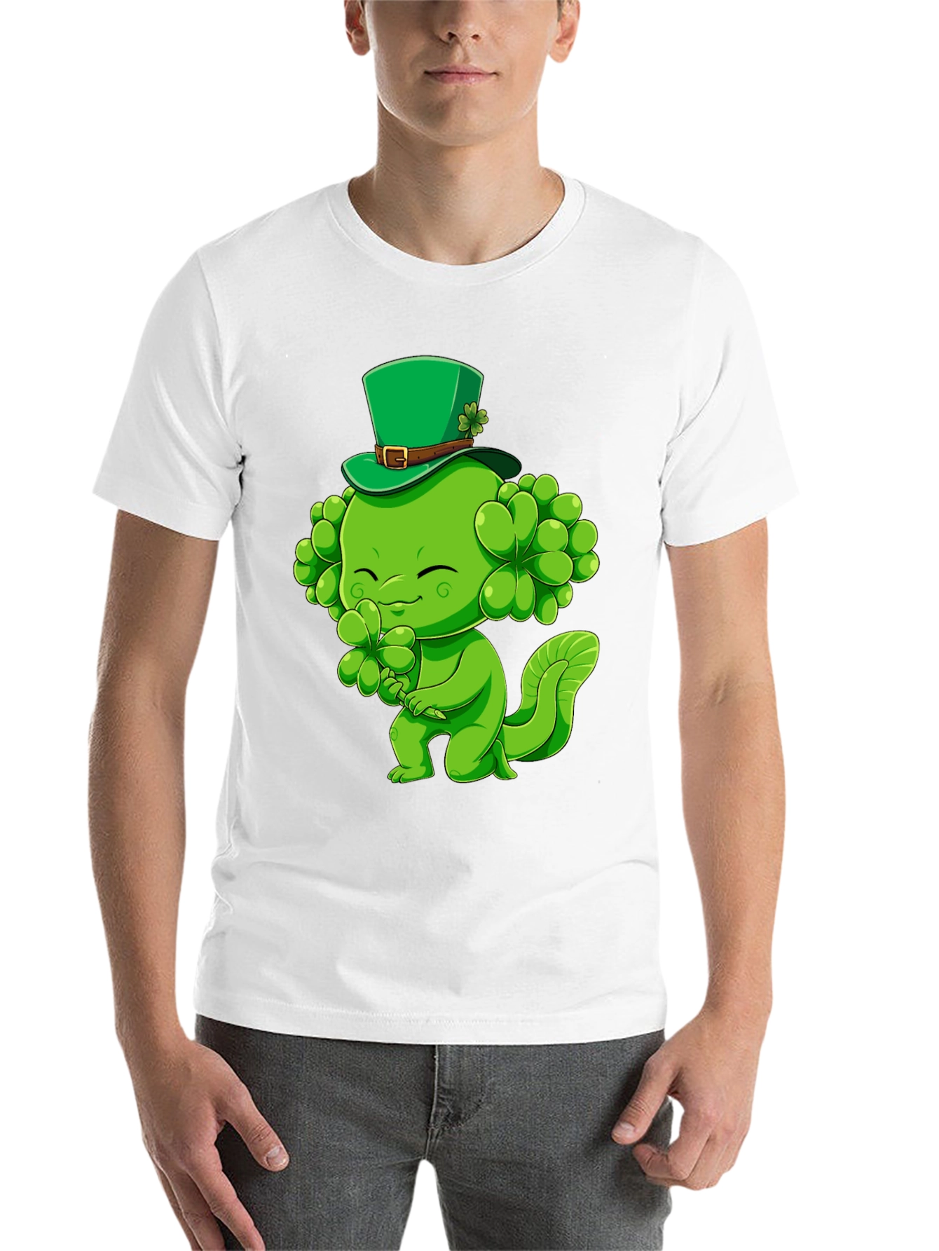 Black St. Patrick's Day Shamrock Monster T-Shirt view 14