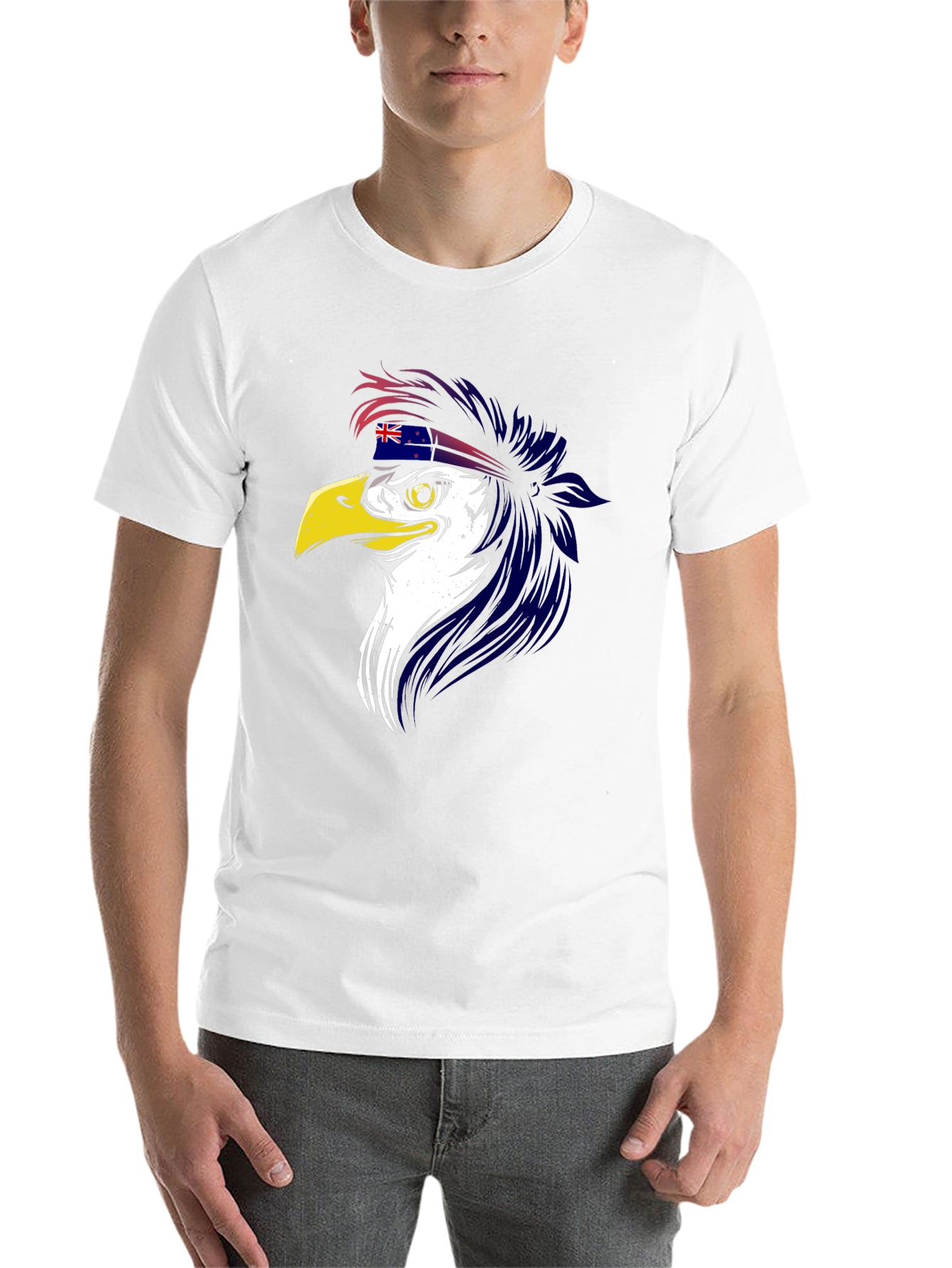 Eagle with New Zealand Flag Headband T-Shirt - 14