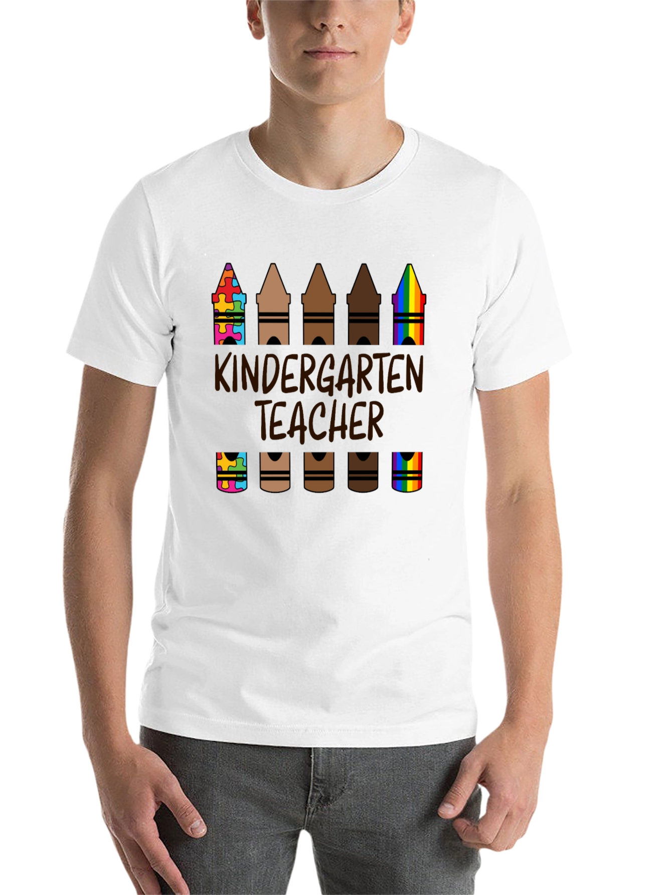 Black Kindergarten Teacher Crayon T-Shirt view 14