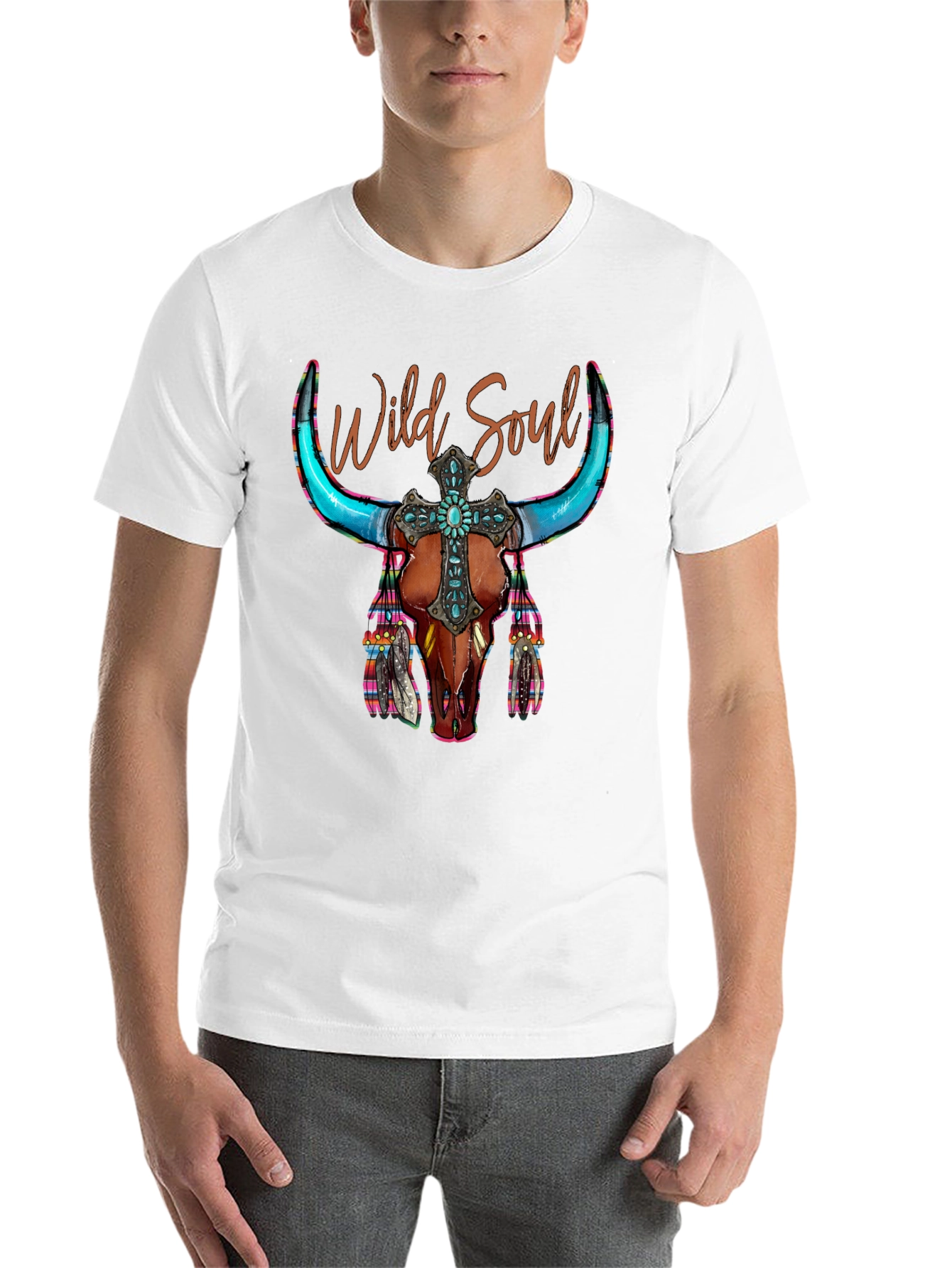 Wild Soul Bull Skull Graphic Tee - 14