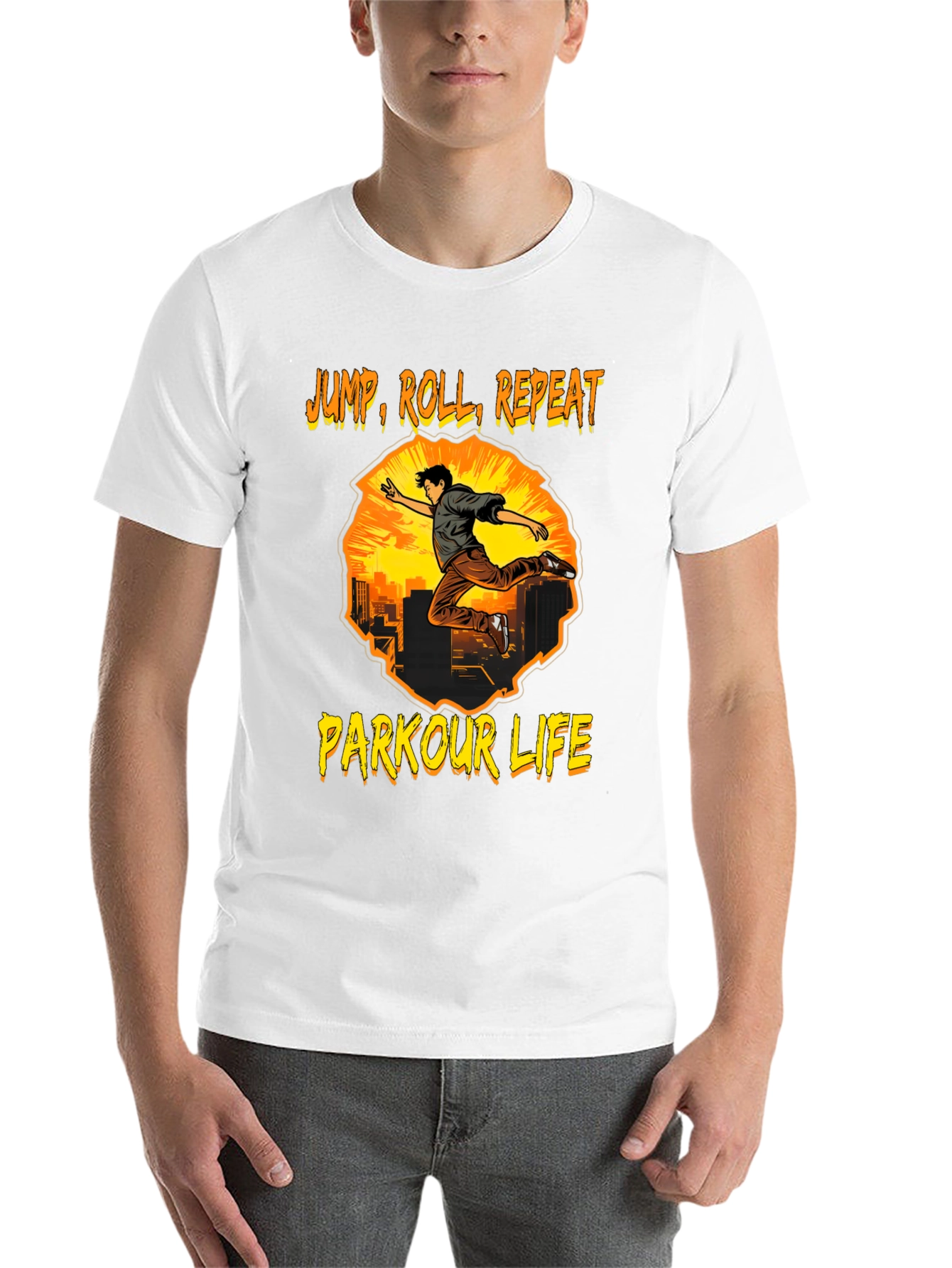 Black Parkour Life T-Shirt - Jump, Roll, Repeat view 14