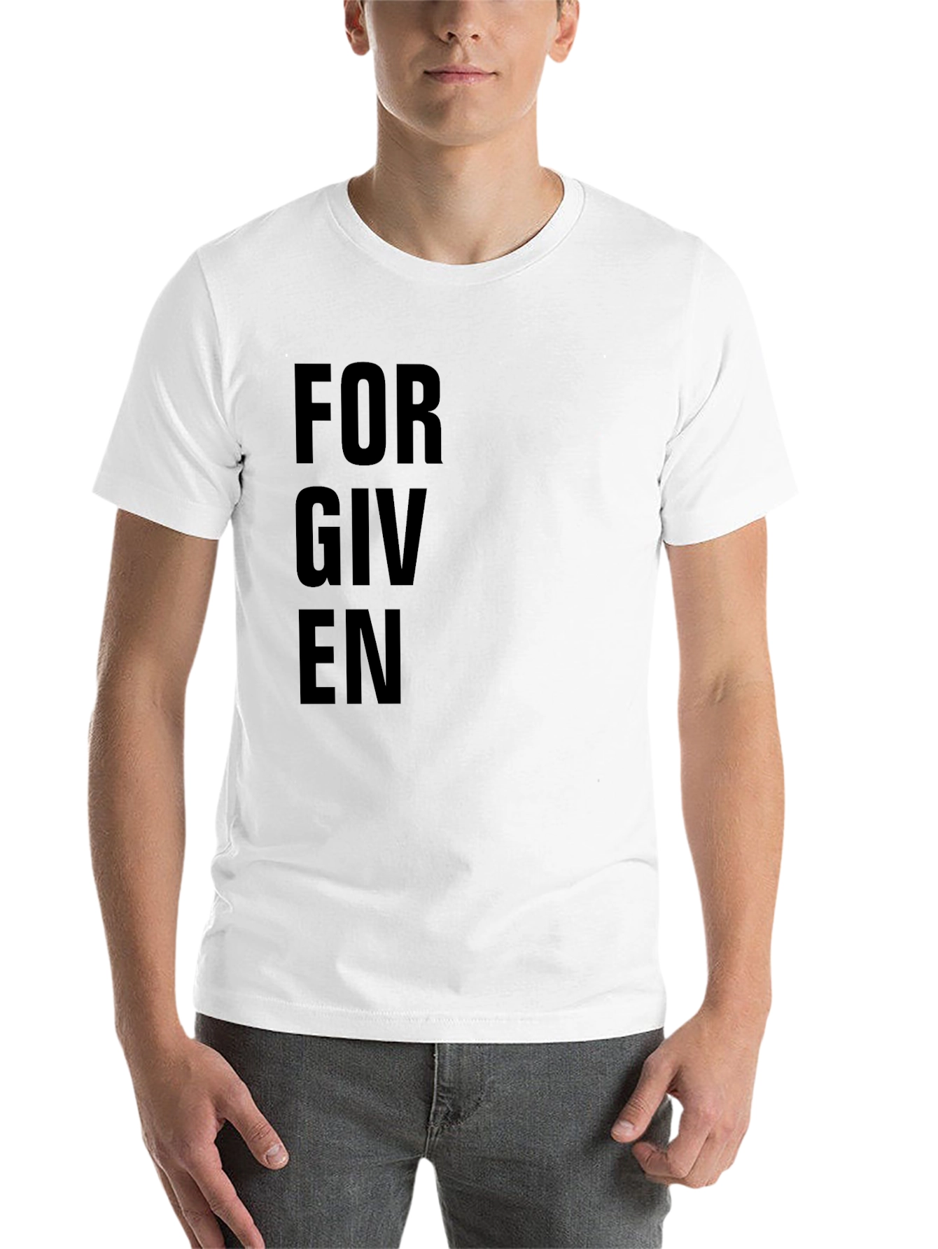 Black Forgiven Black Crewneck T-Shirt - Christian Apparel view 14