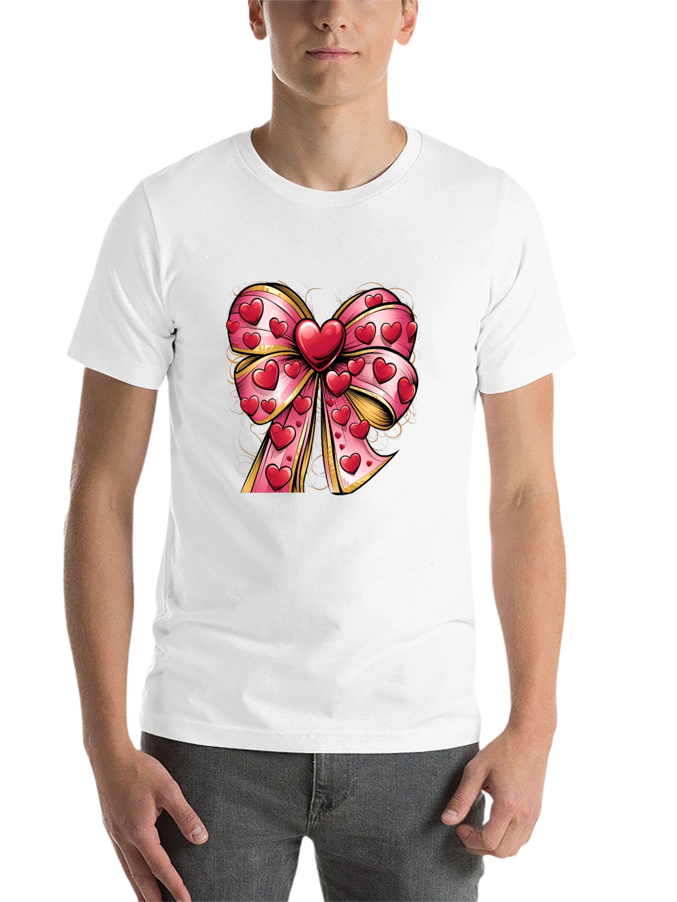 Black Heart Bow Valentine's Day T-Shirt view 14