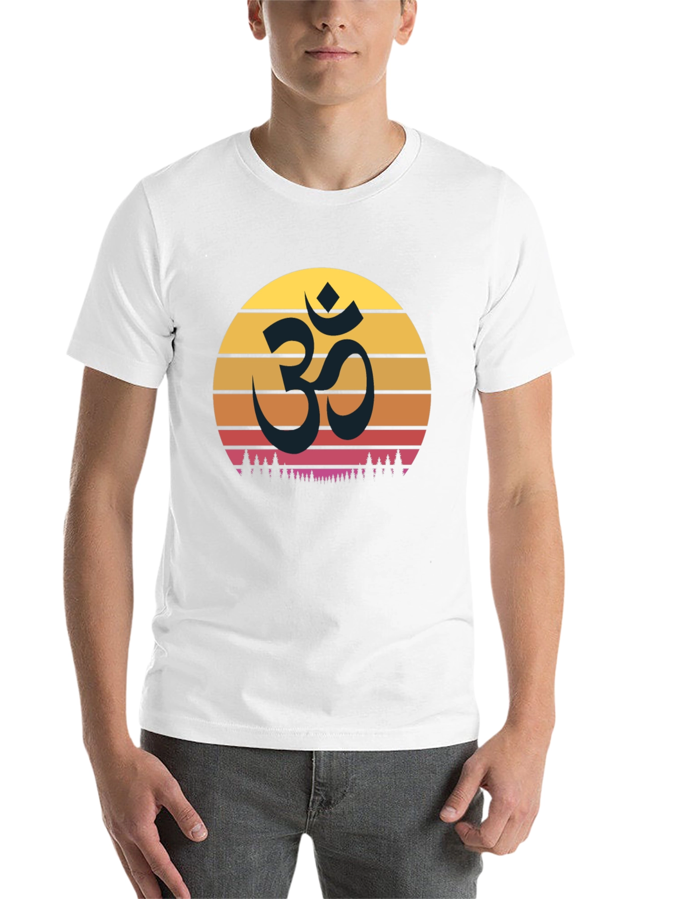 Black Om Sunset Graphic T-Shirt - Spiritual Comfort view 14