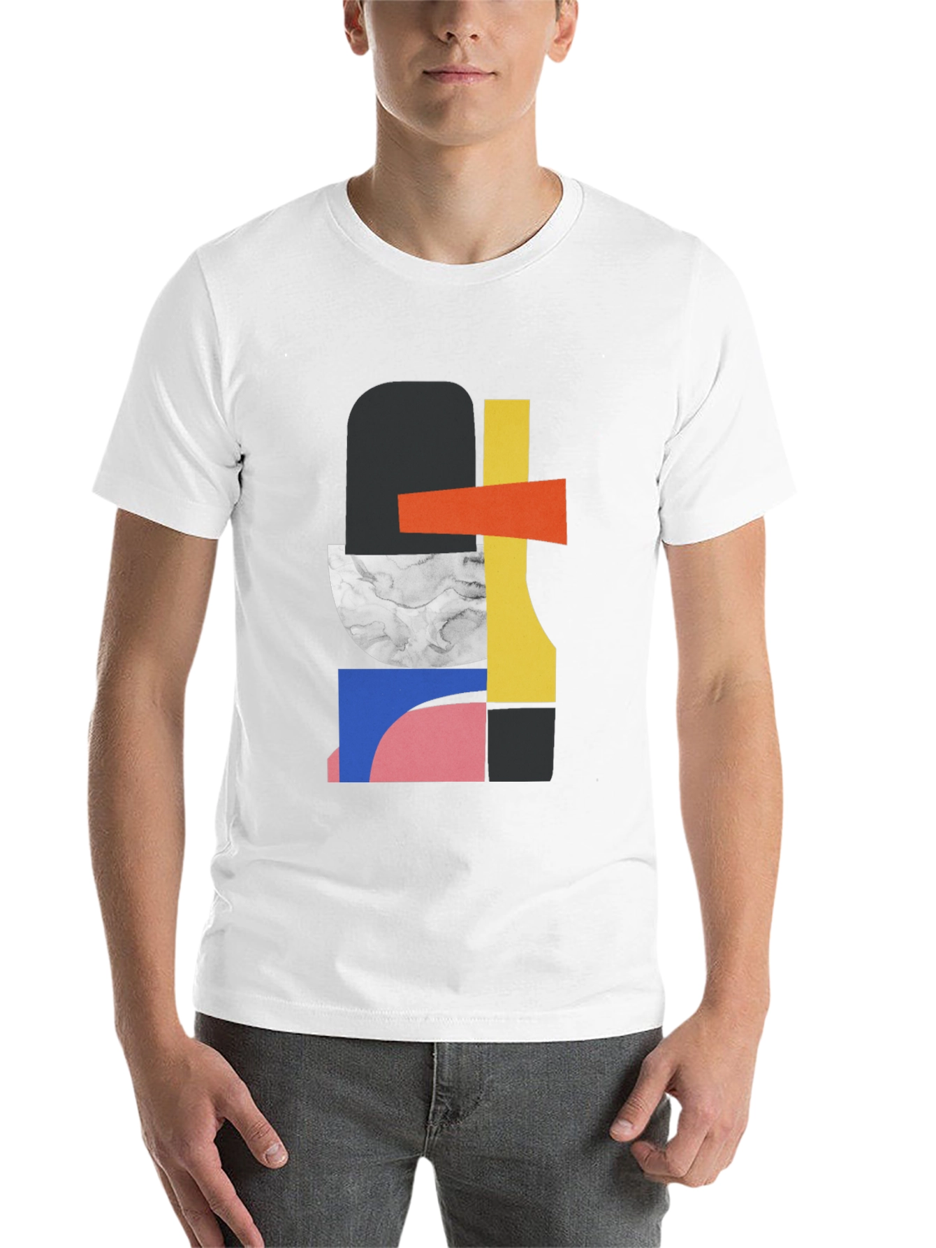 Black Abstract Geometric Graphic Tee - Modern Art Style view 14