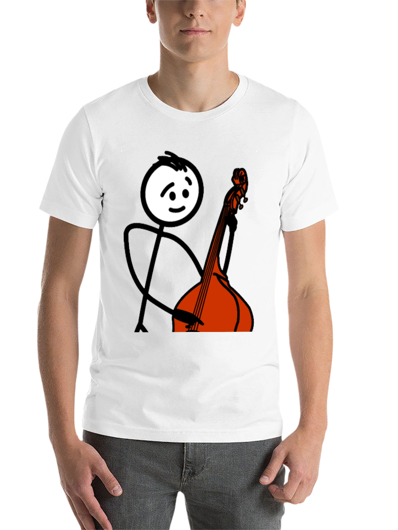 Black Stick Figure Bass Player Graphic Tee view 14