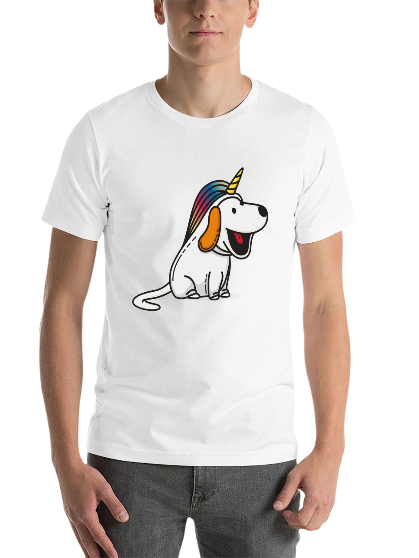Black Unicorn Dog Graphic Tee - Men's Black T-Shirt view 14
