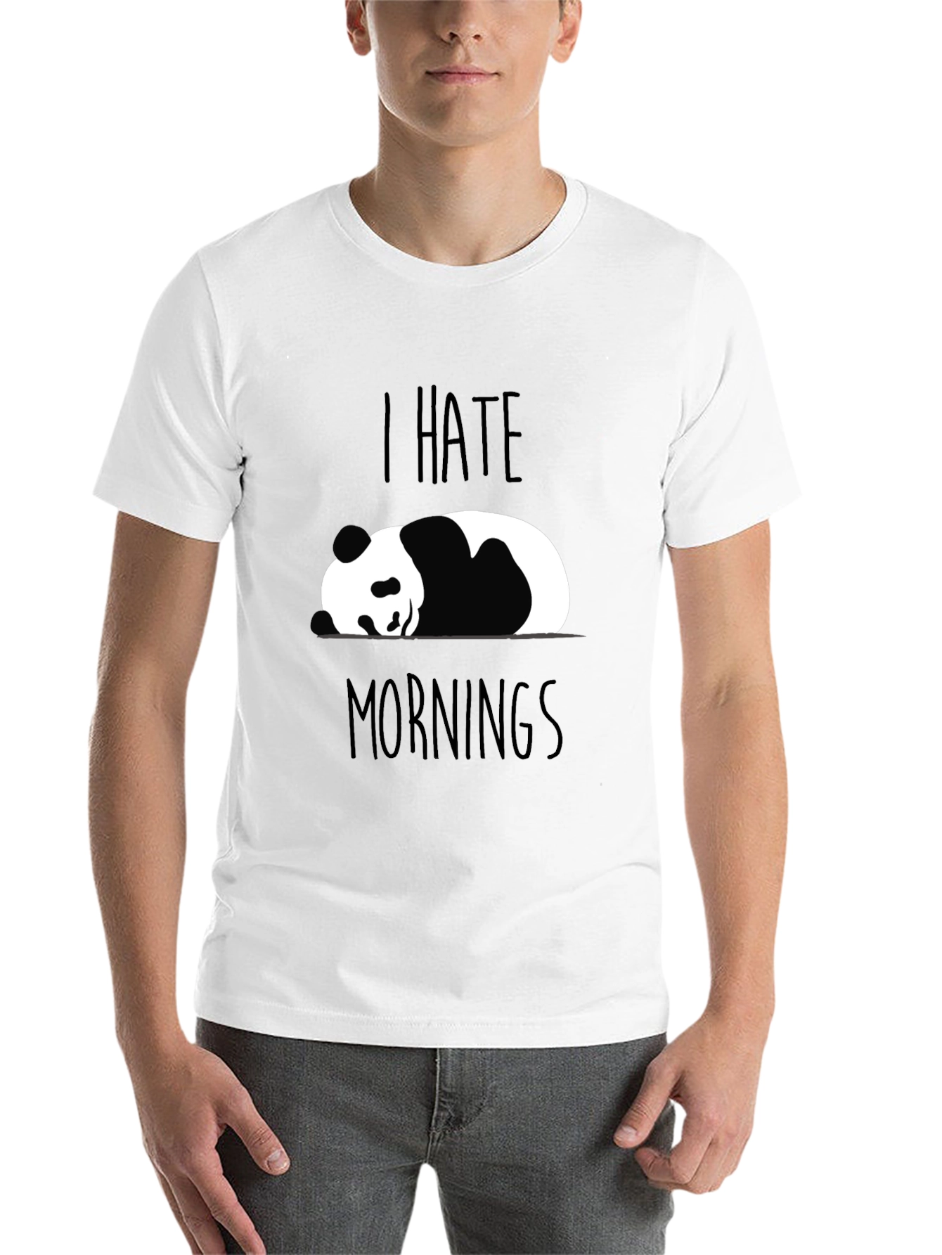 Black I Hate Mornings Panda T-Shirt Funny Novelty Tee view 14