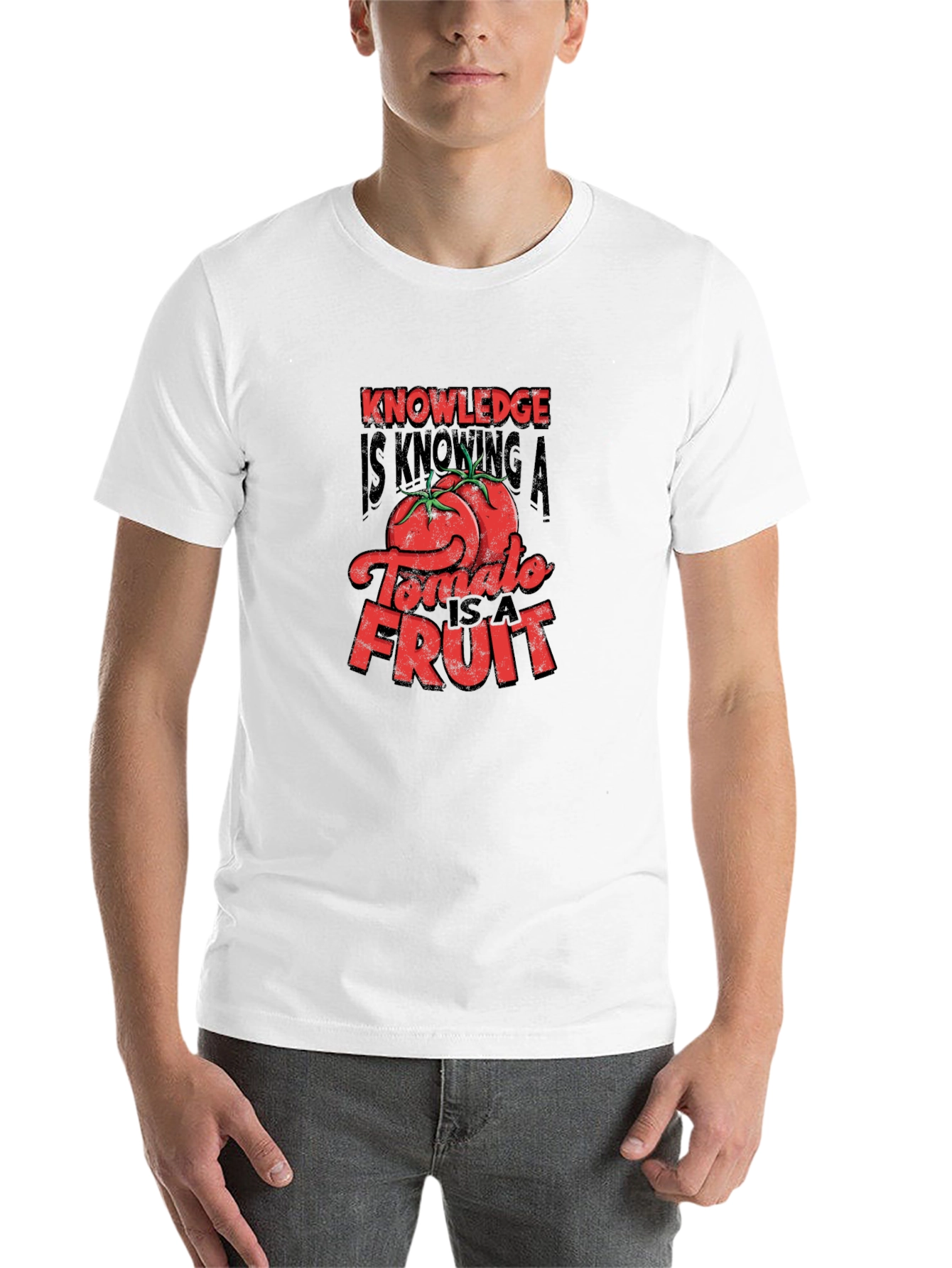 Black Knowledge Tomato Fruit Graphic T-Shirt view 14