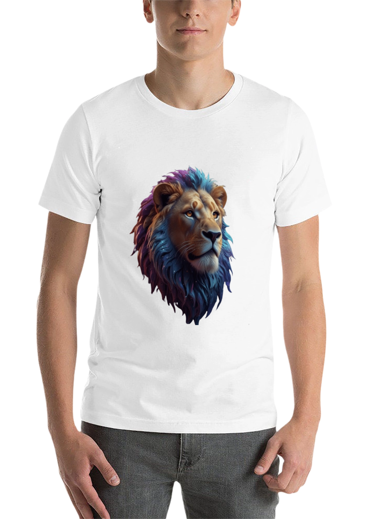Black Lion Head Graphic Tee - Cool Animal Print Shirt view 14