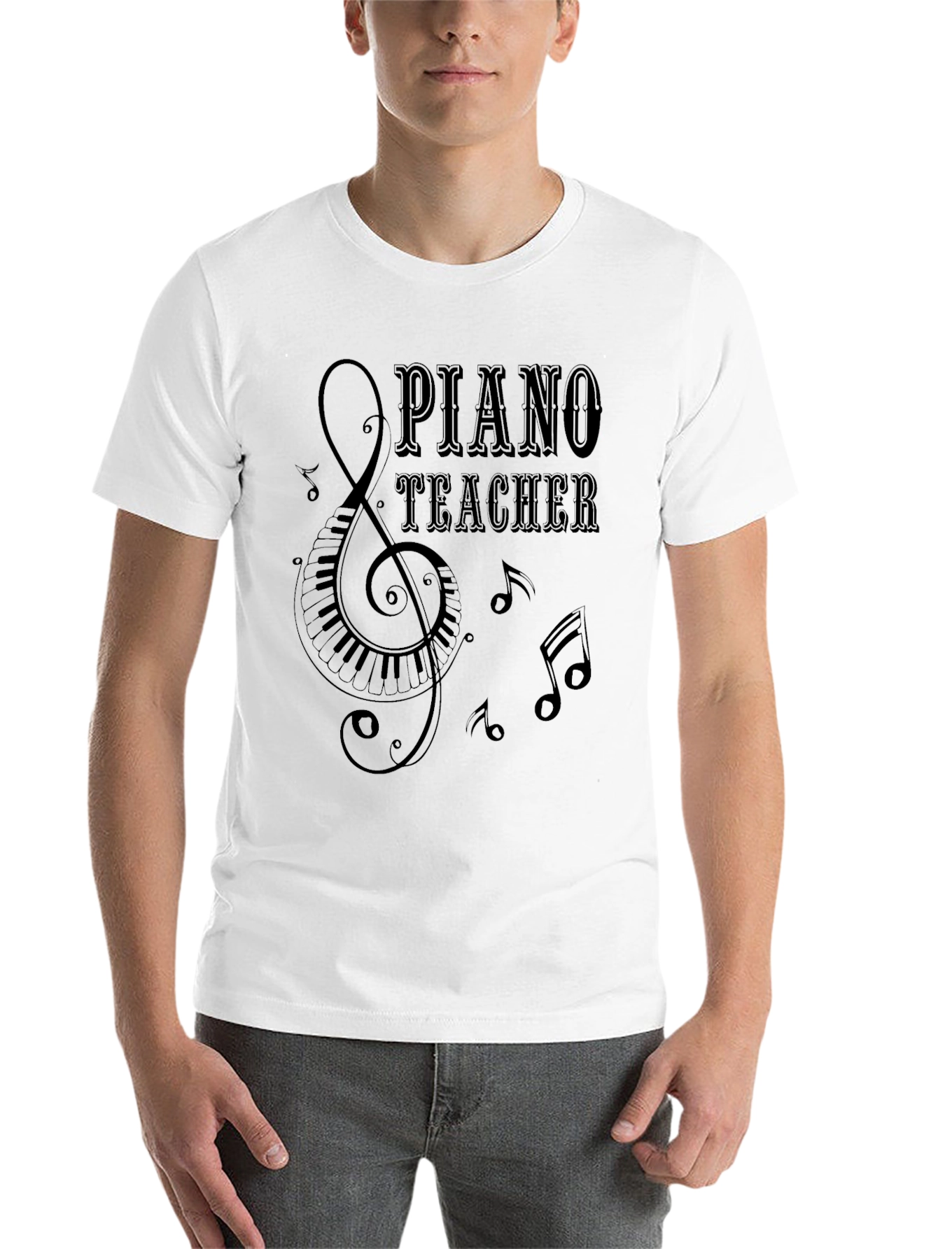 Black Piano Teacher Graphic Tee - Musical Instructor Shirt view 14