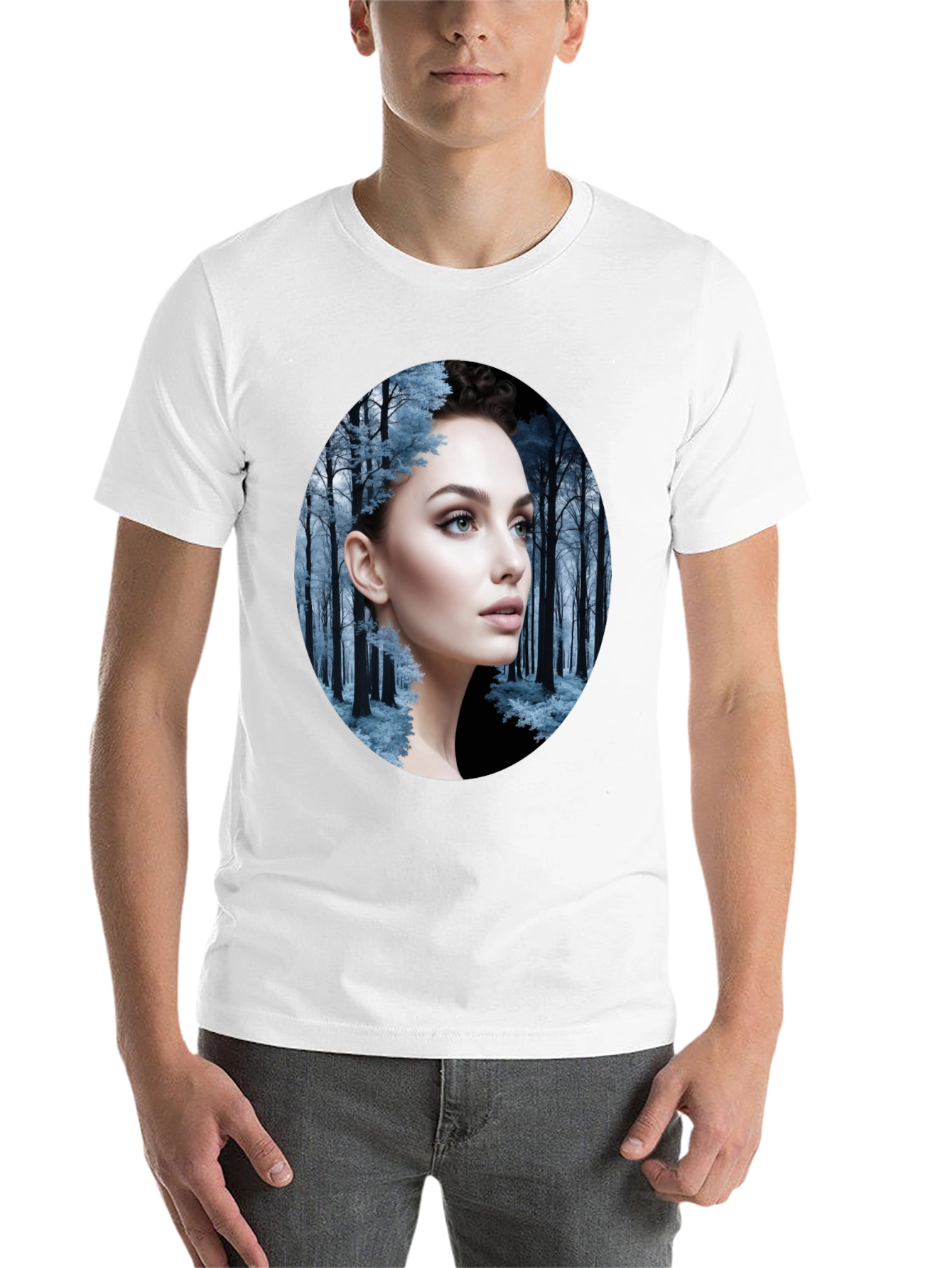 Black Woman in Winter Forest Black T-Shirt view 14